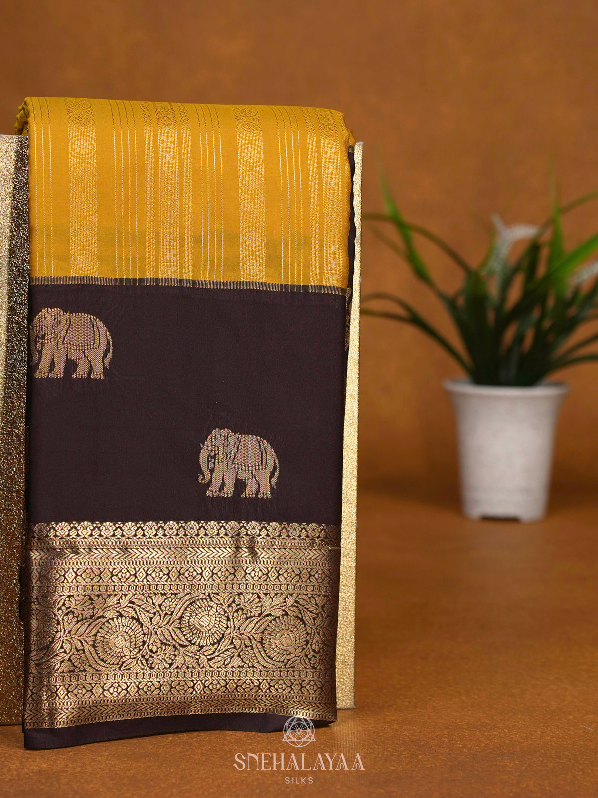 Mango Yellow Art Silk Saree