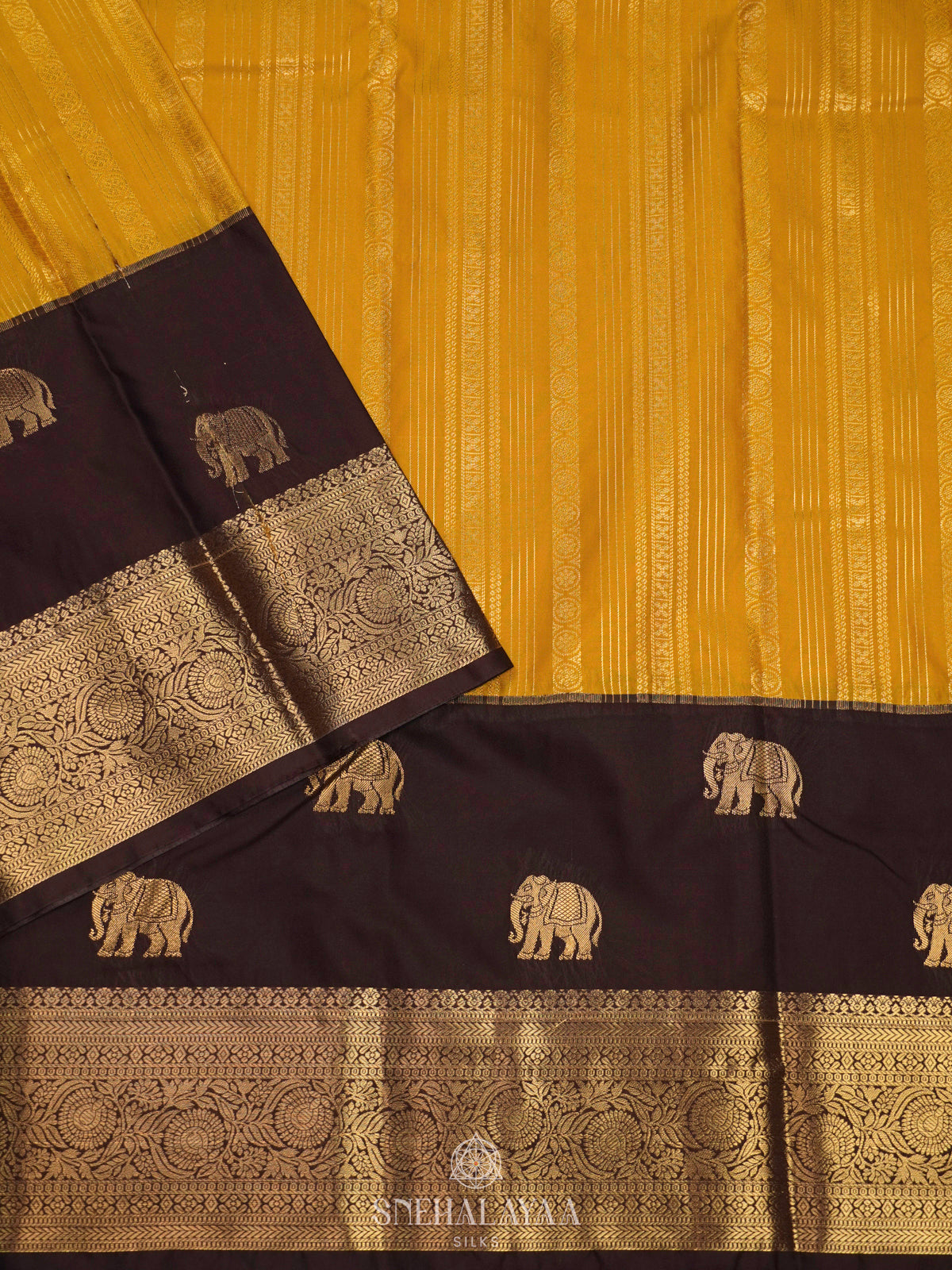 Mango Yellow Art Silk Saree
