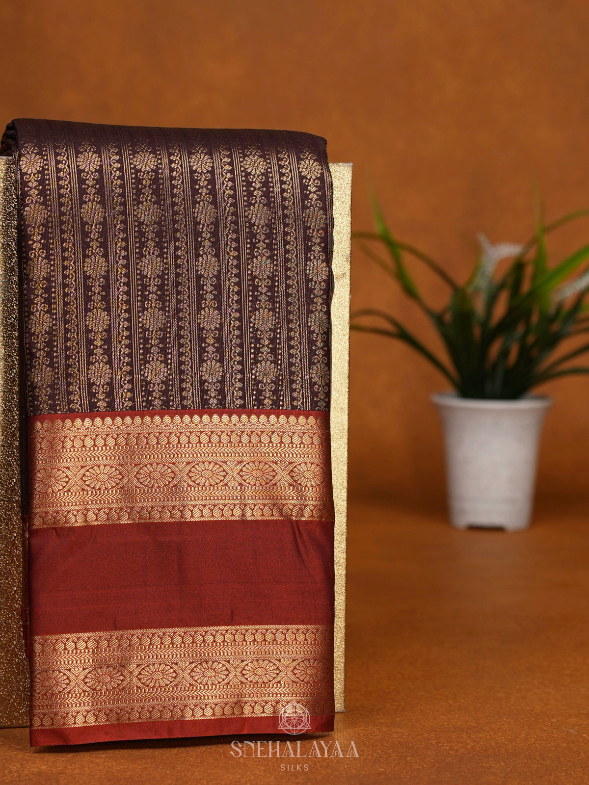 Coffee Brown Art Silk Saree
