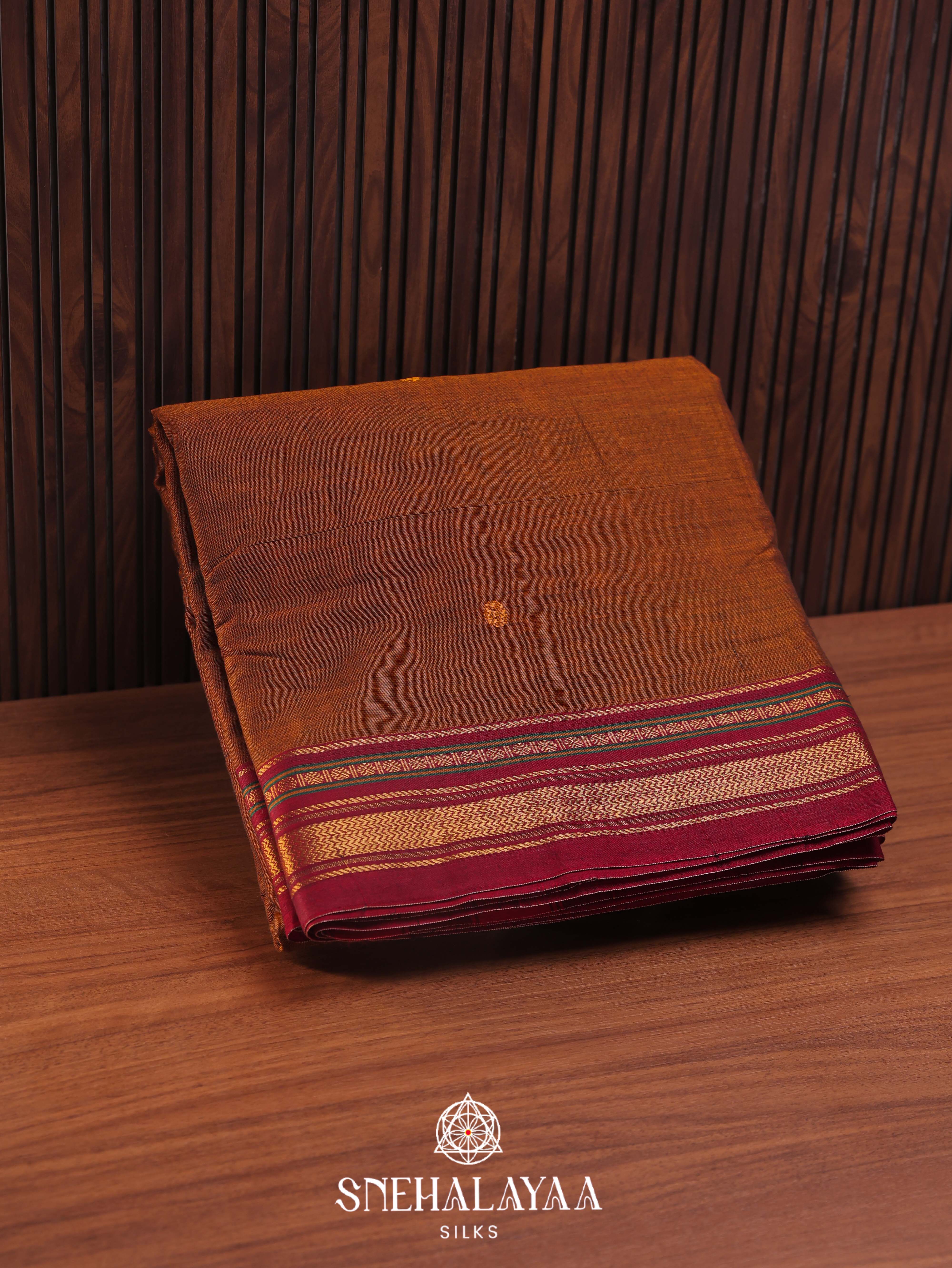 Brown Narayanpet Cotton Saree