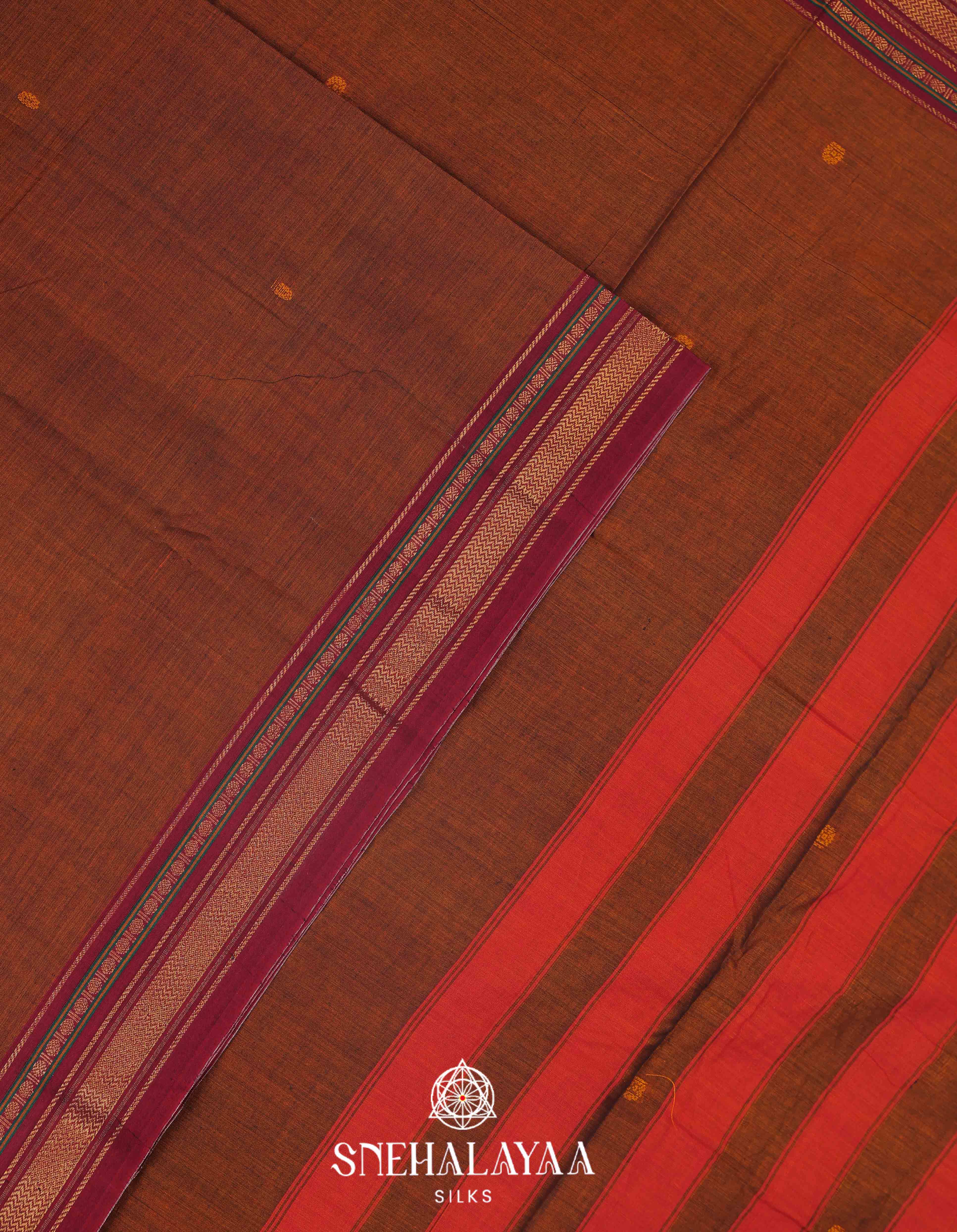Brown Narayanpet Cotton Saree