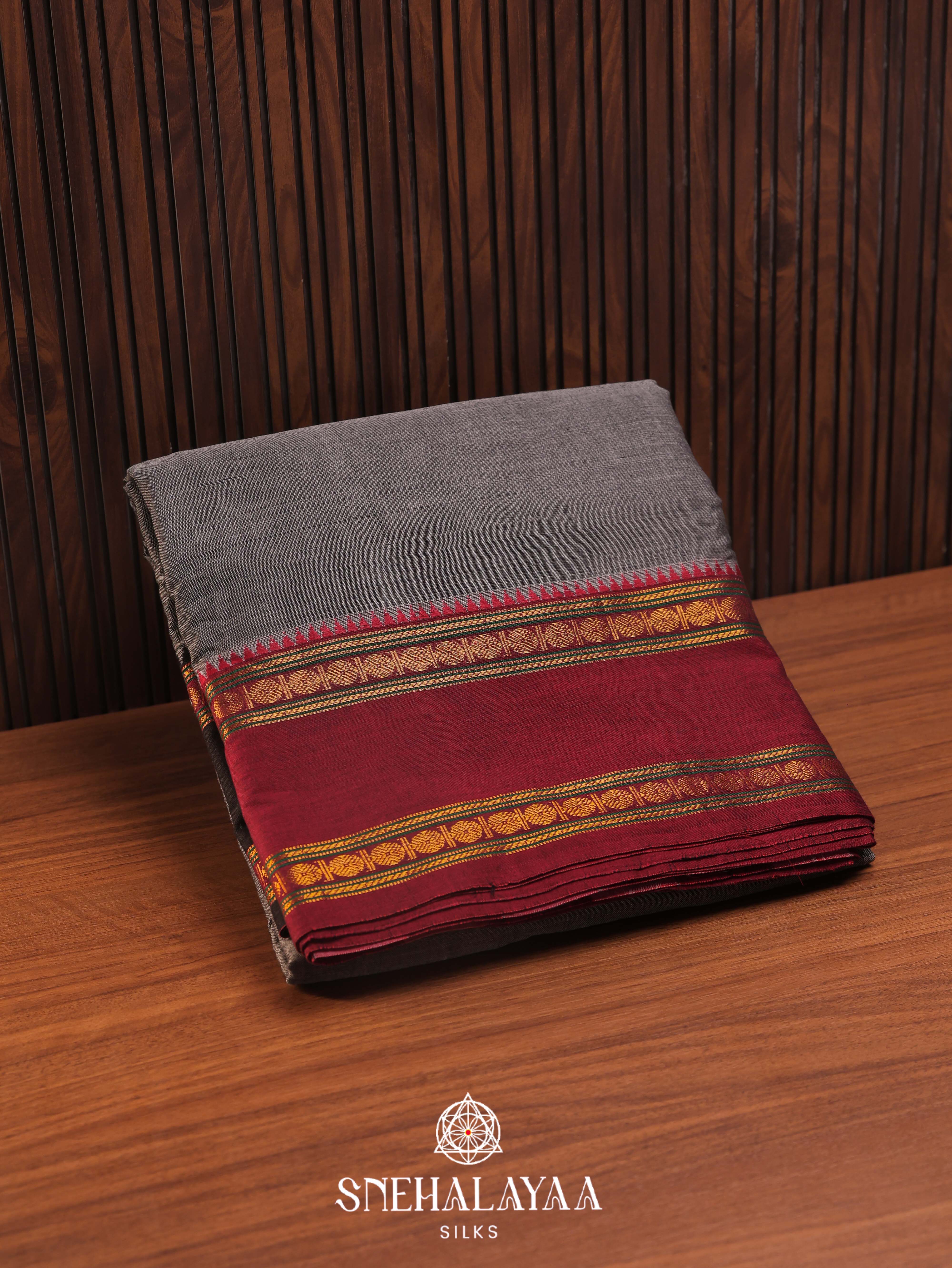 Grey Narayanpet Cotton Saree