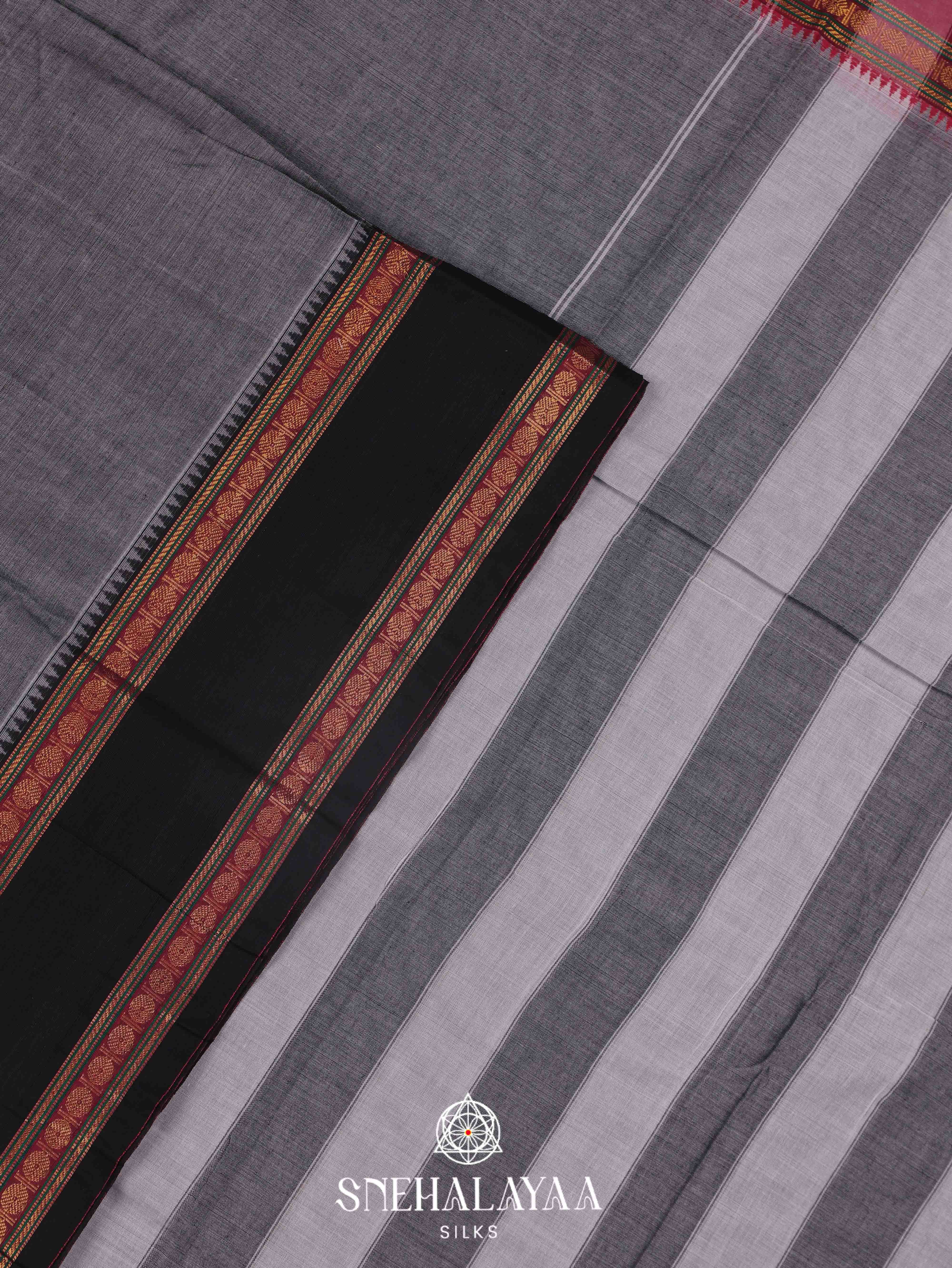 Grey Narayanpet Cotton Saree