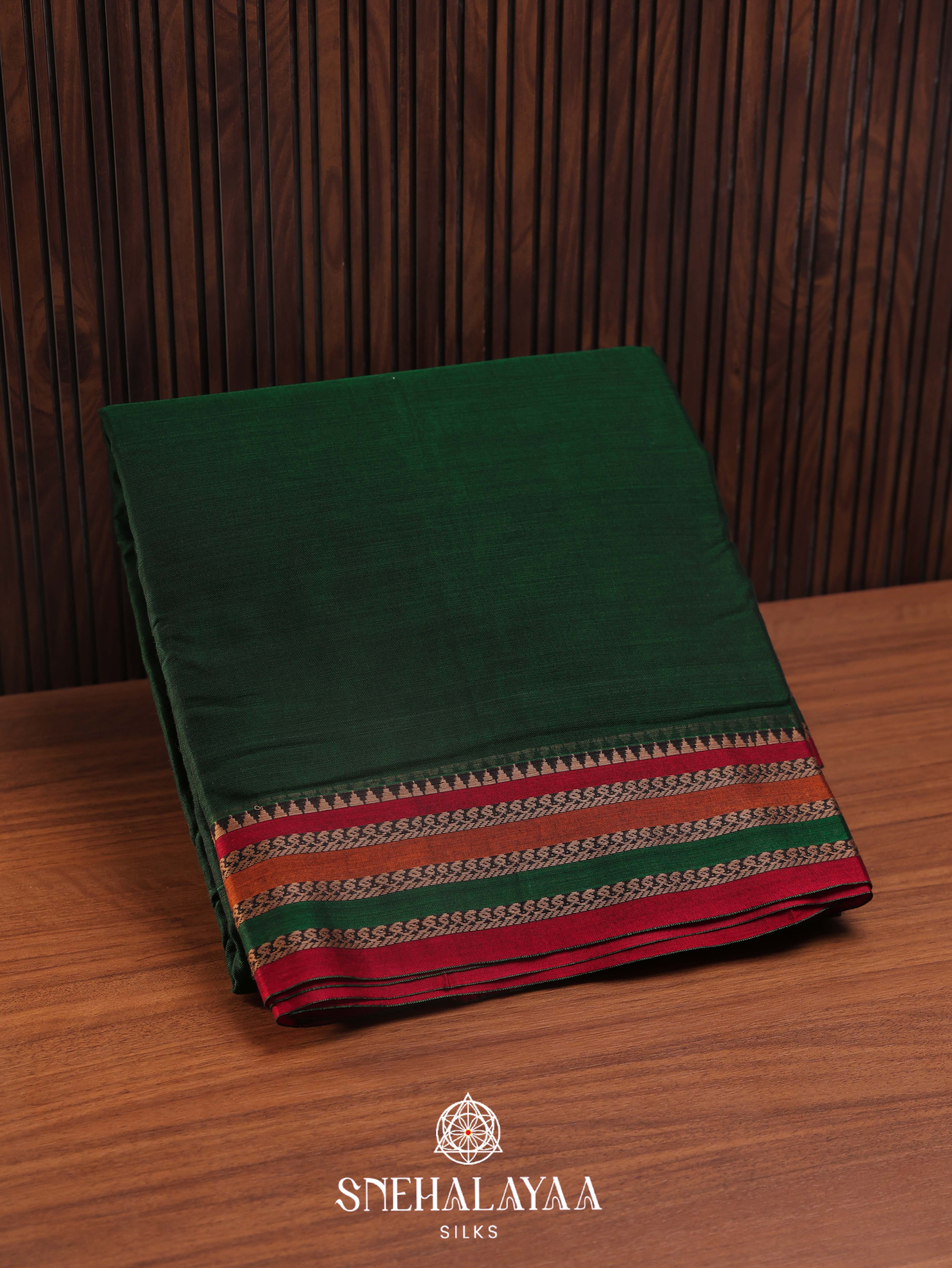 Forest Green Narayanpet Cotton Saree