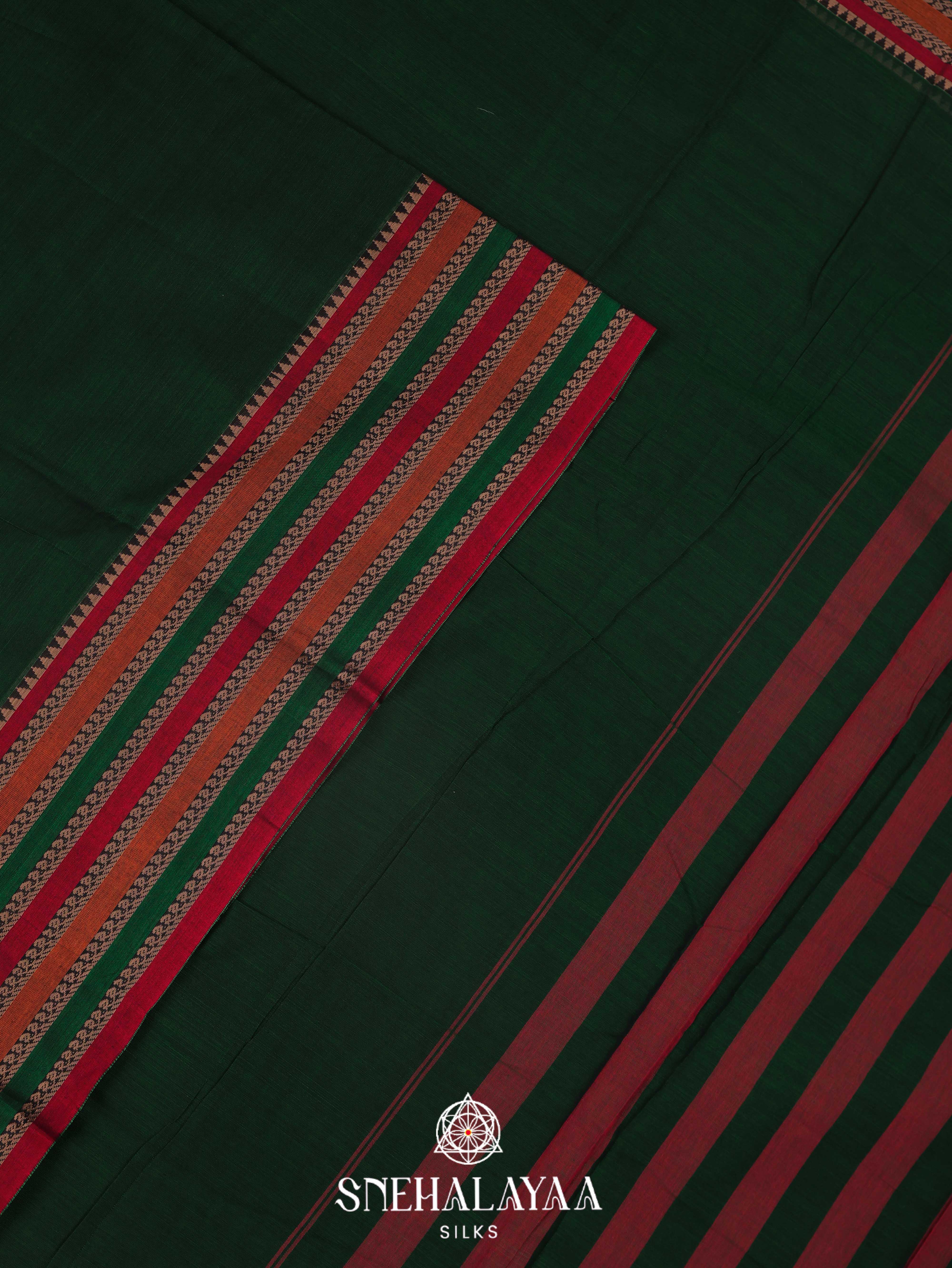 Forest Green Narayanpet Cotton Saree