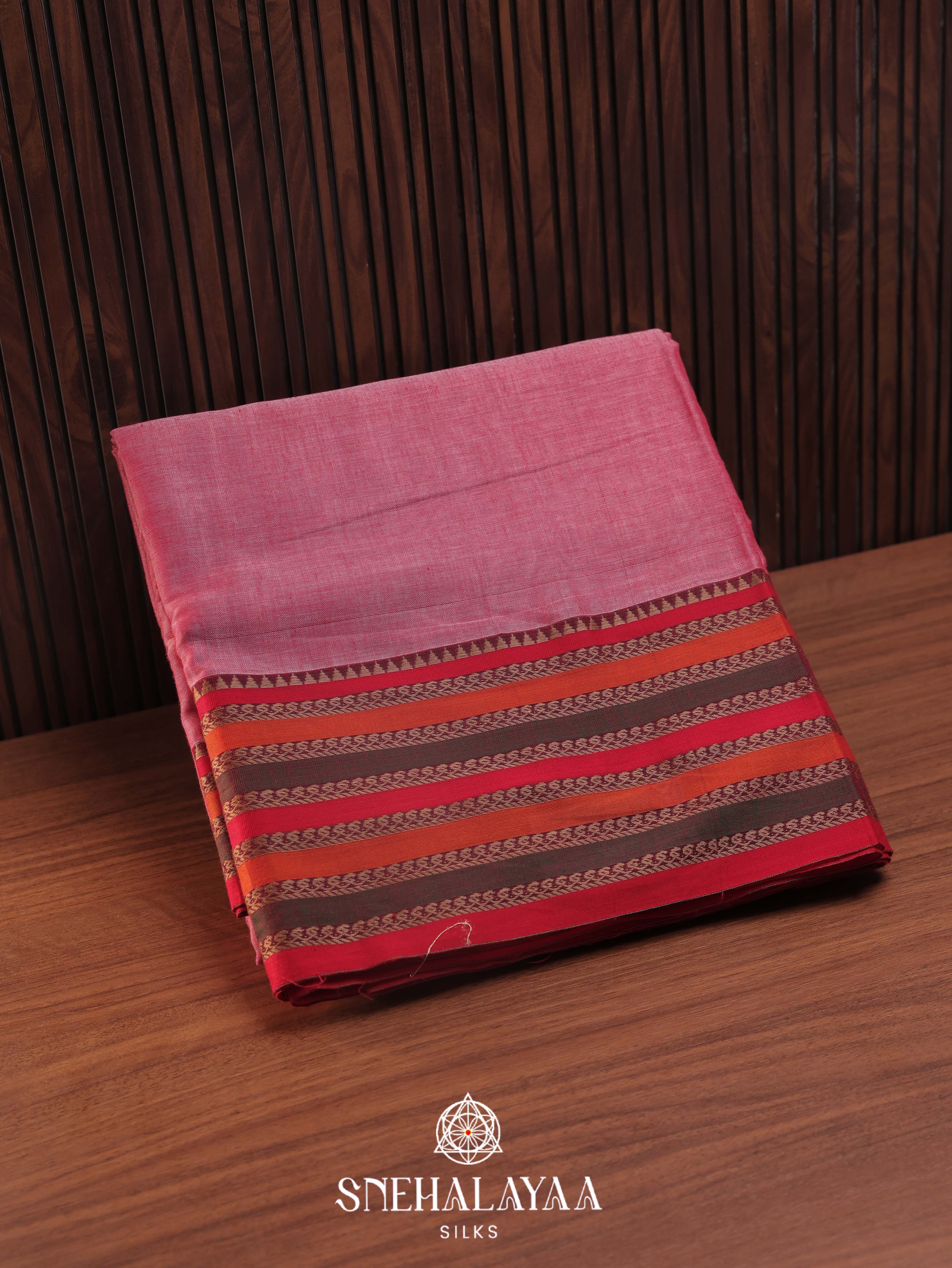 Pink Narayanpet Cotton Saree