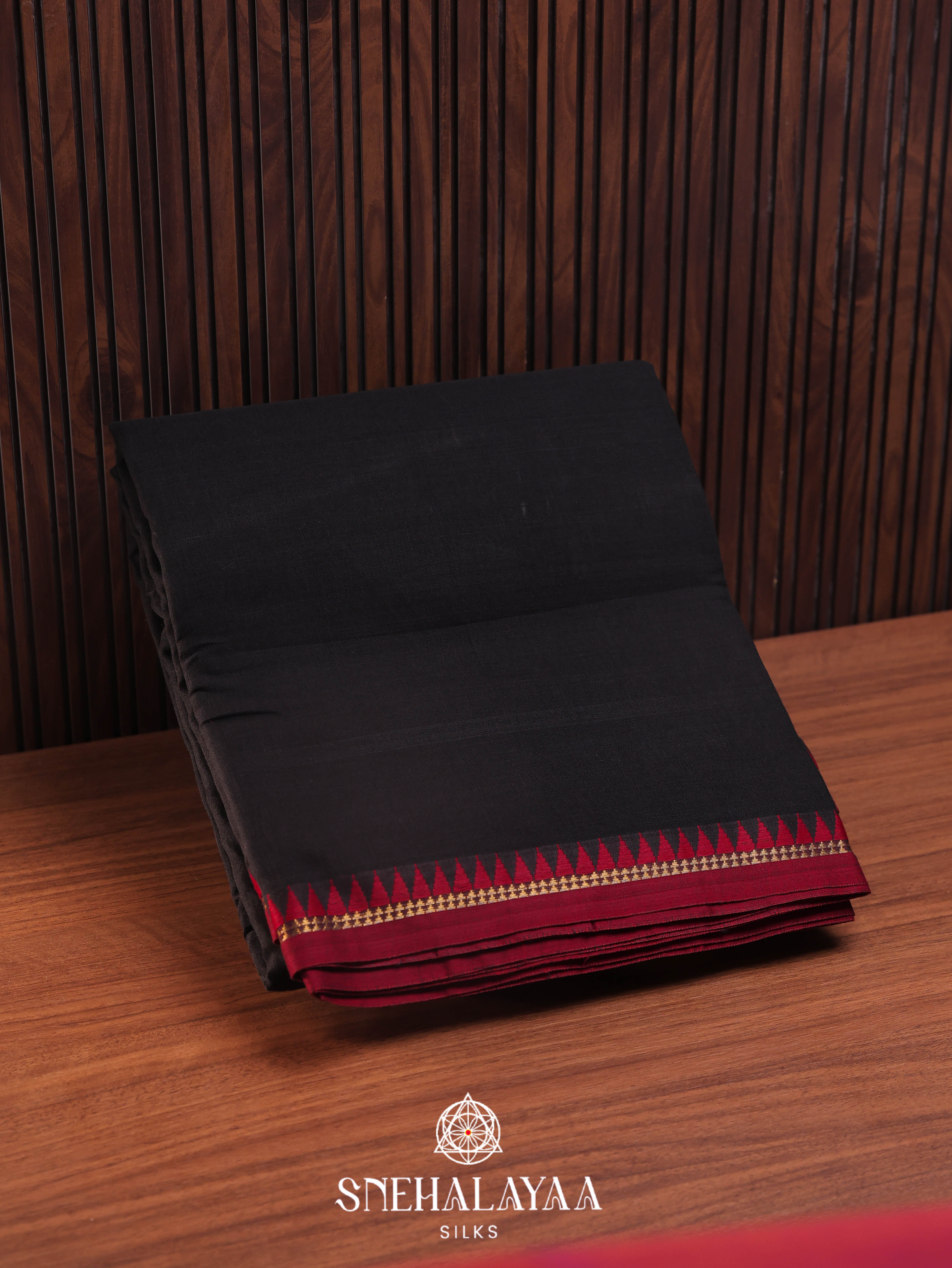 Black Narayanpet Cotton Saree