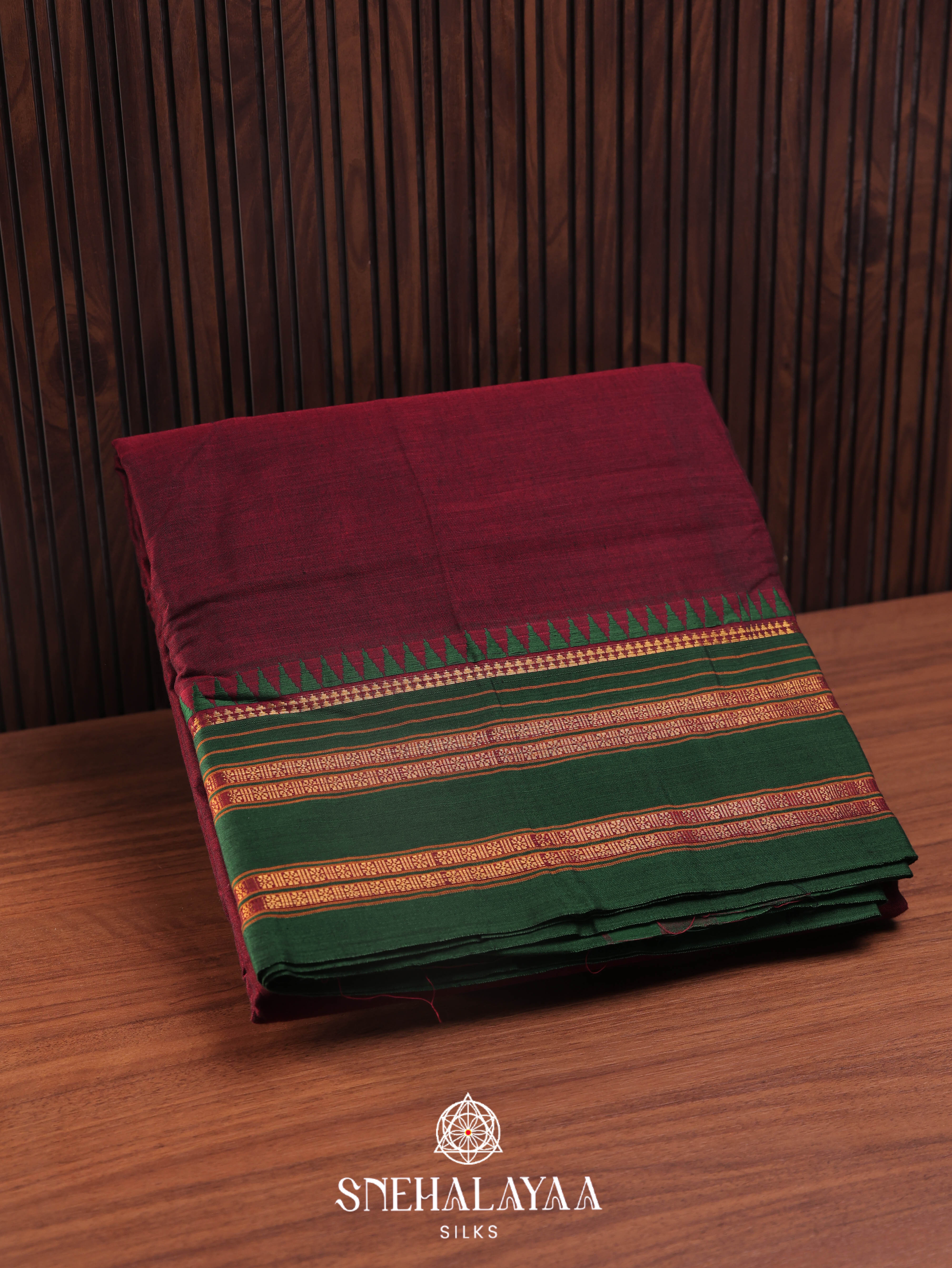 Maroon Narayanpet Cotton Saree