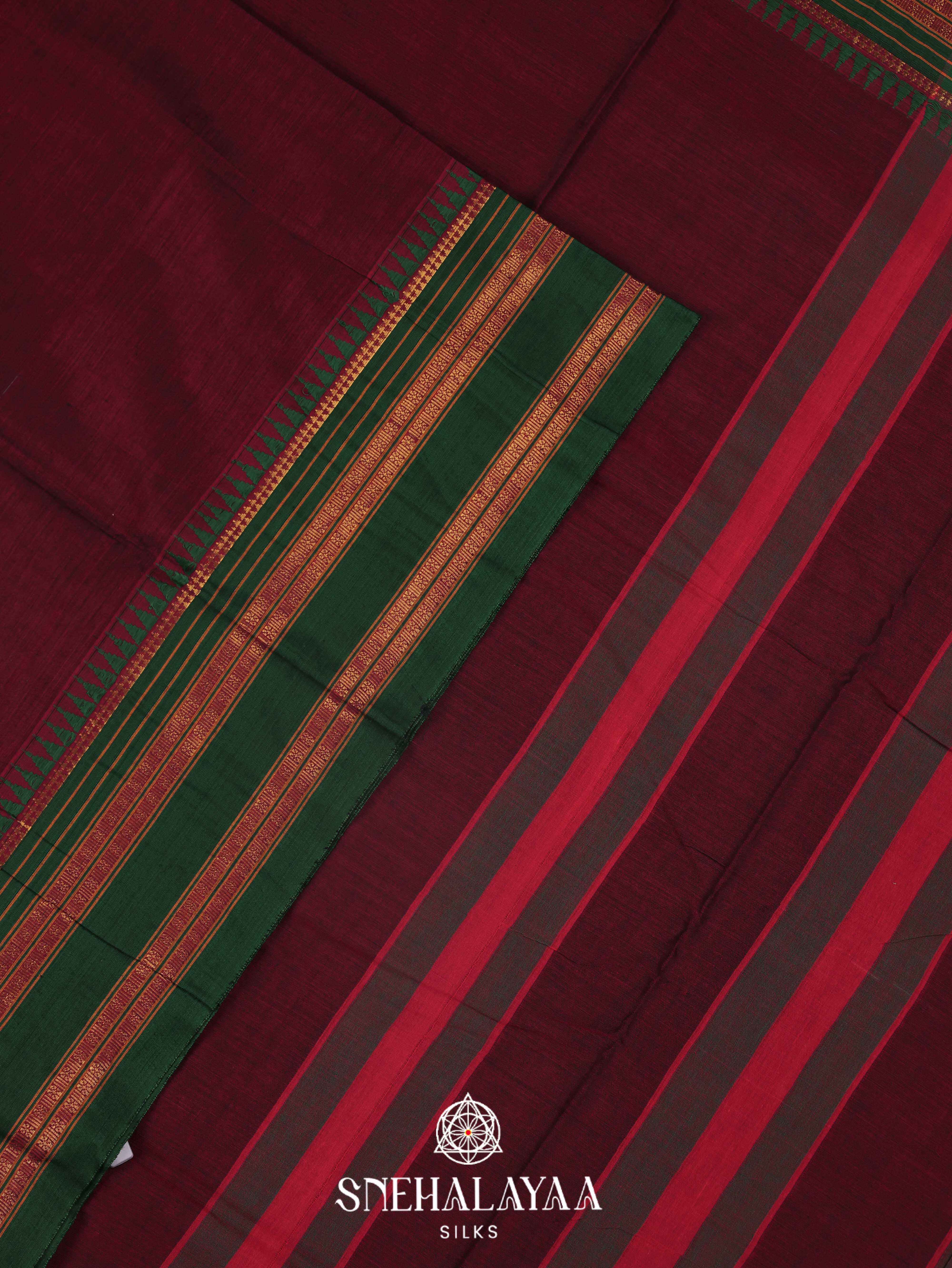 Maroon Narayanpet Cotton Saree