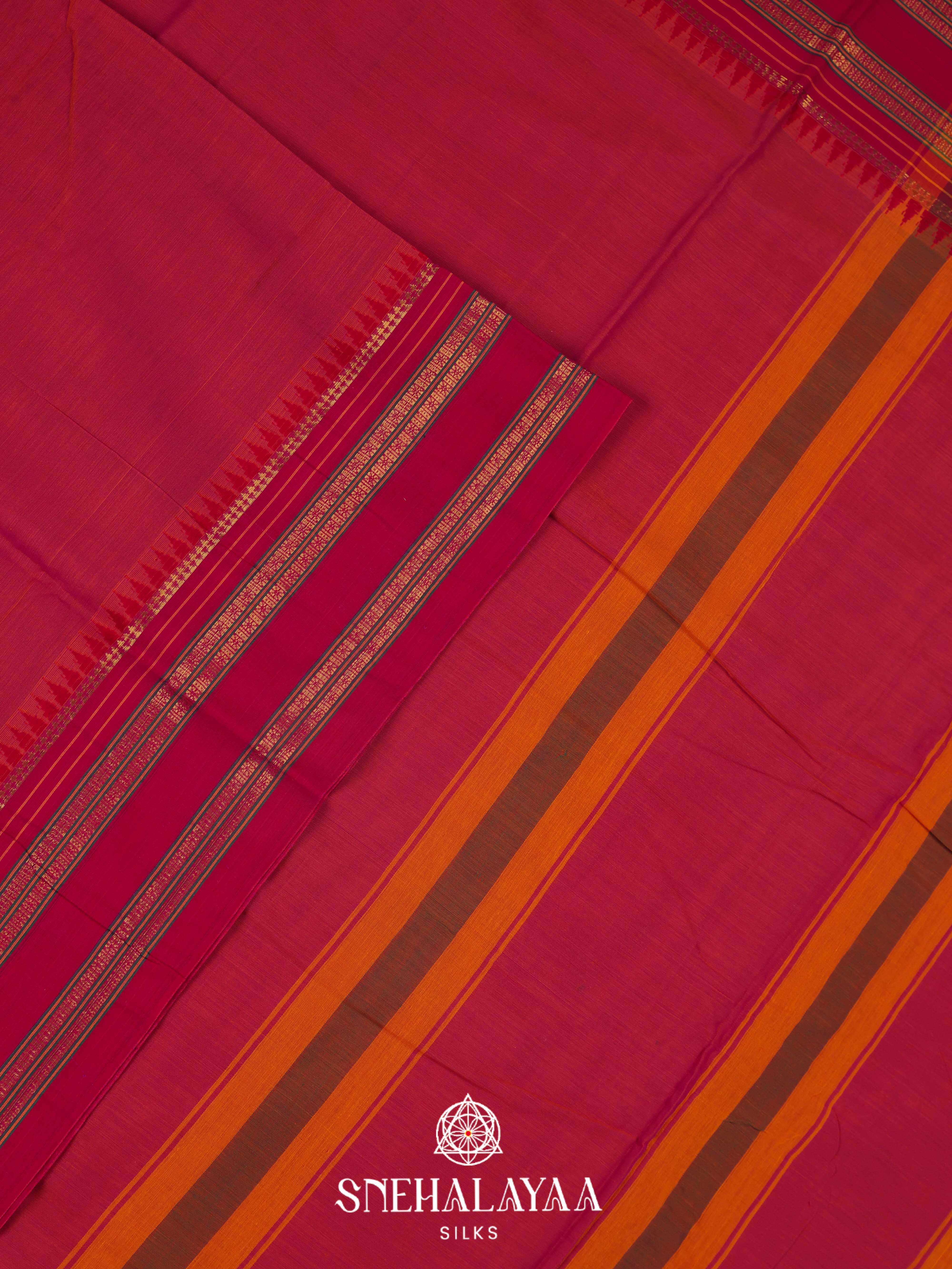 Red Narayanpet Cotton Saree