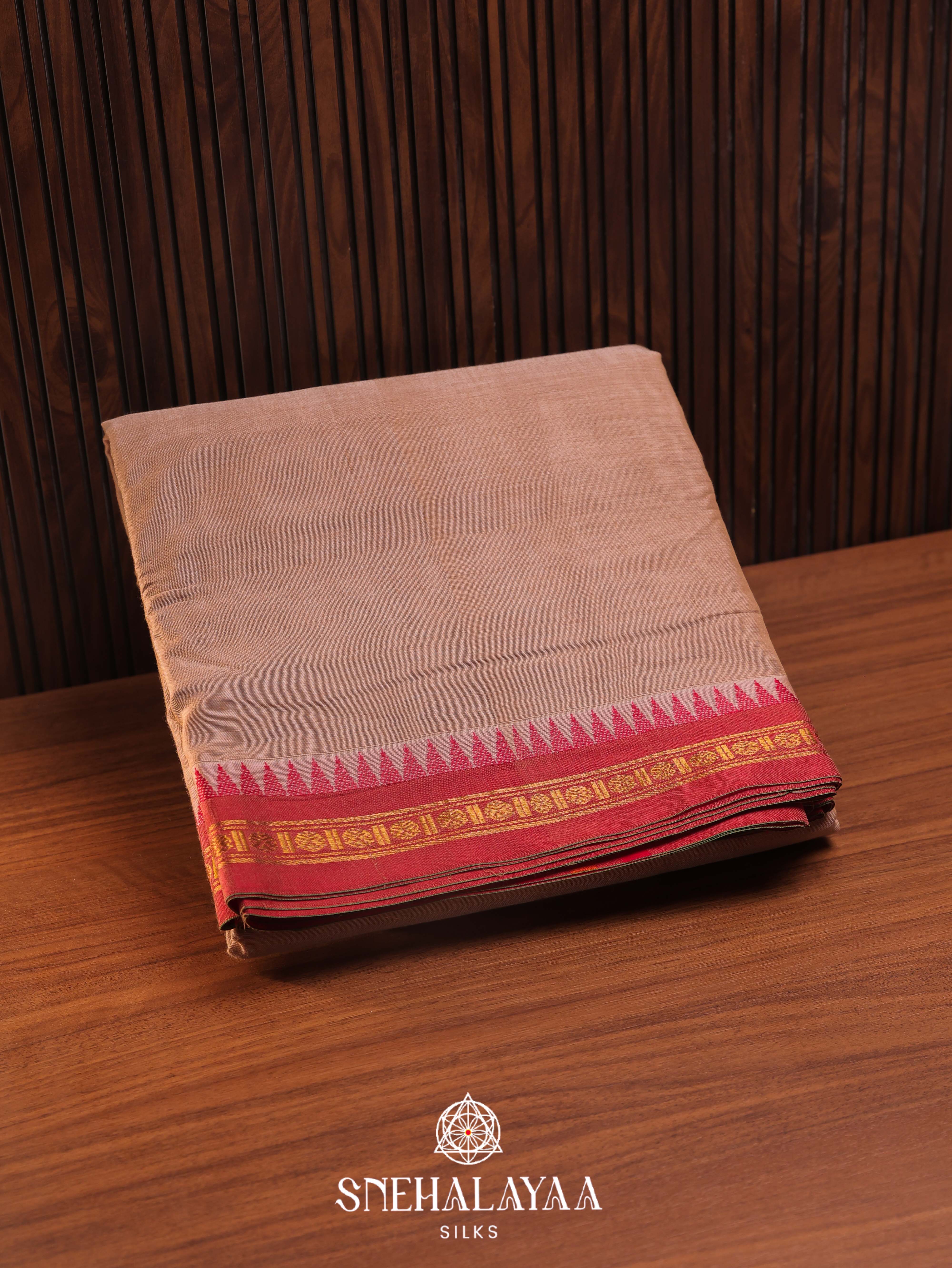 Cream Narayanpet Cotton Saree
