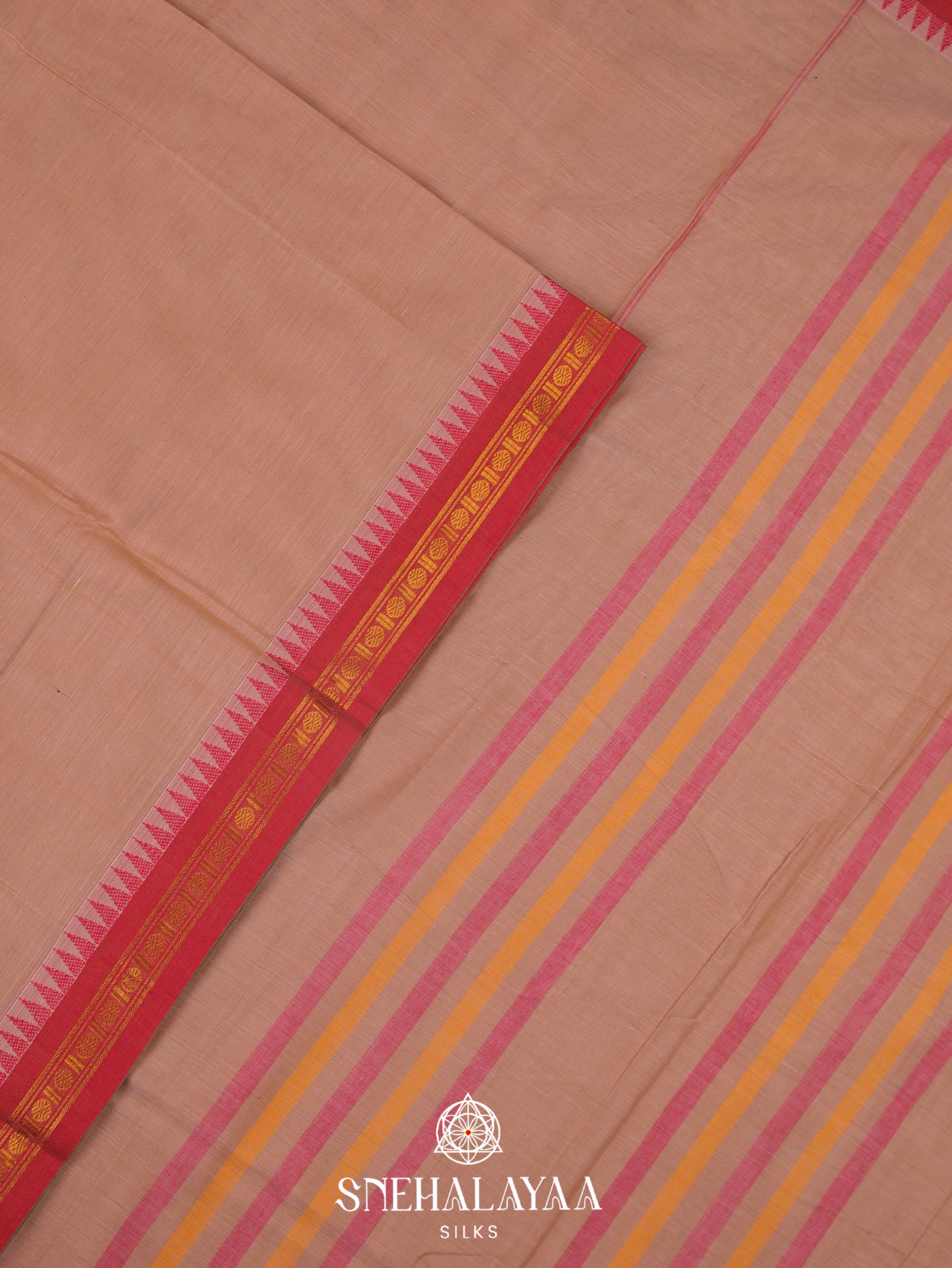 Cream Narayanpet Cotton Saree