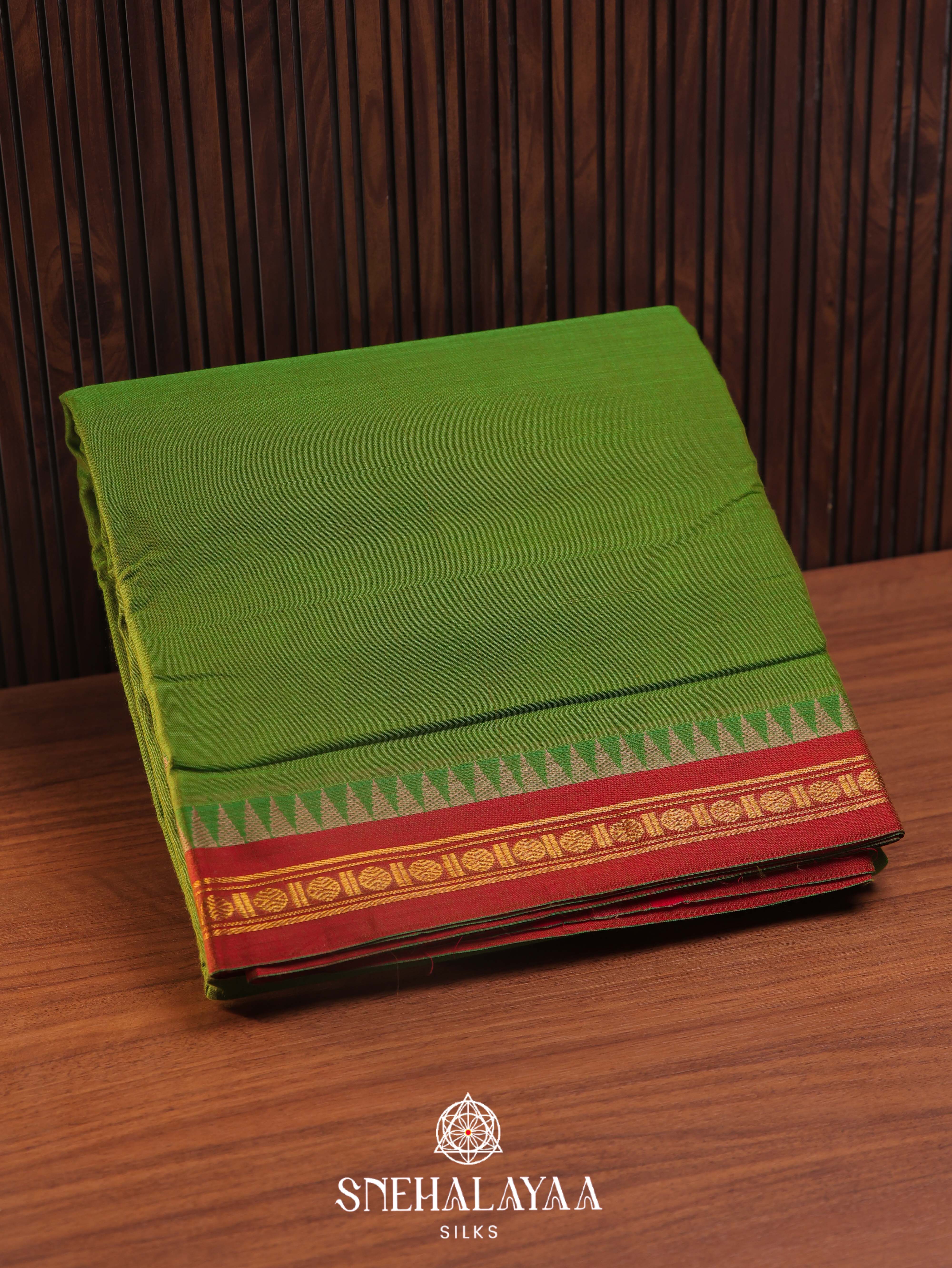 Parrot Green Narayanpet Cotton Saree