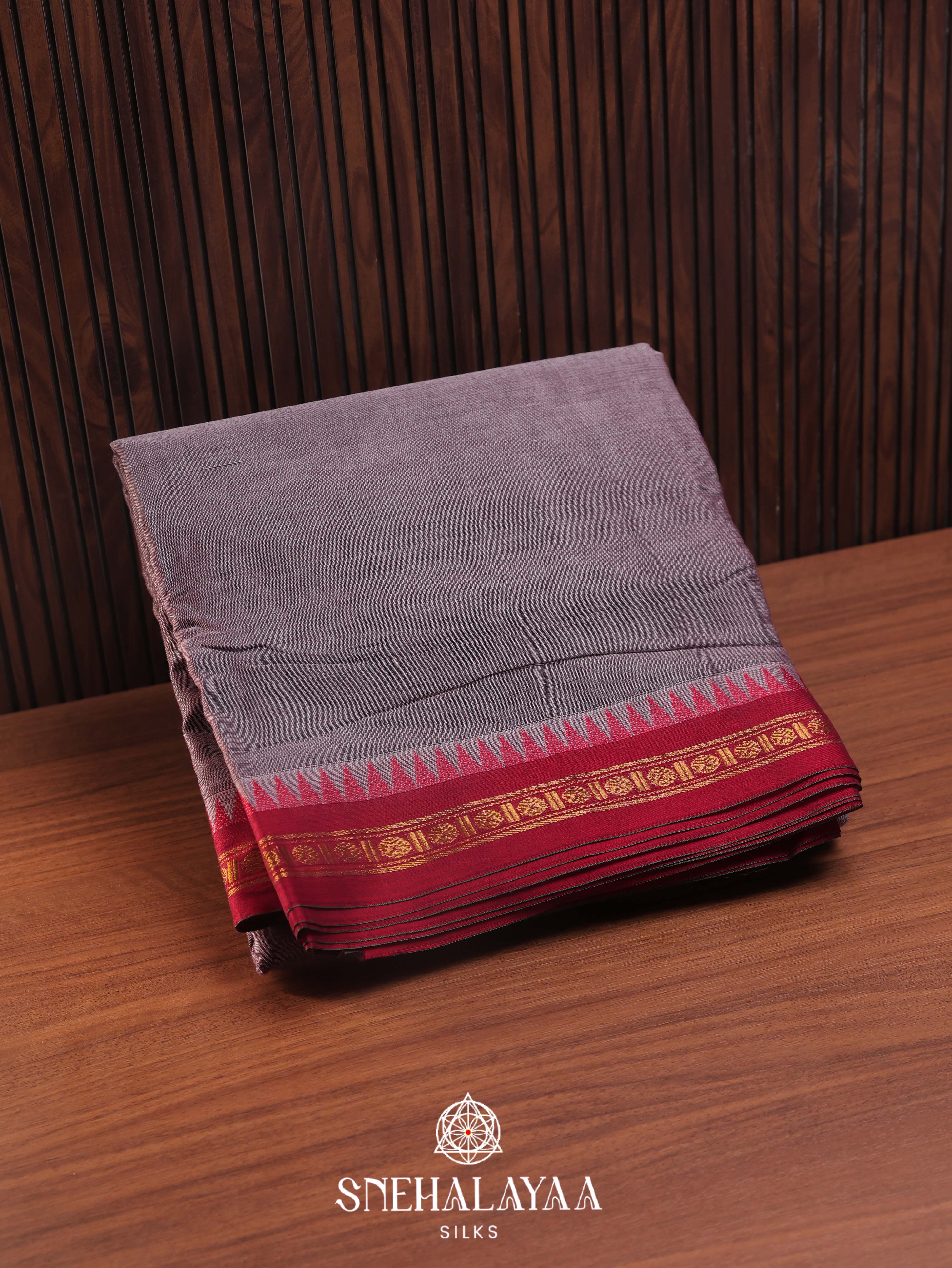Grey Narayanpet Cotton Saree