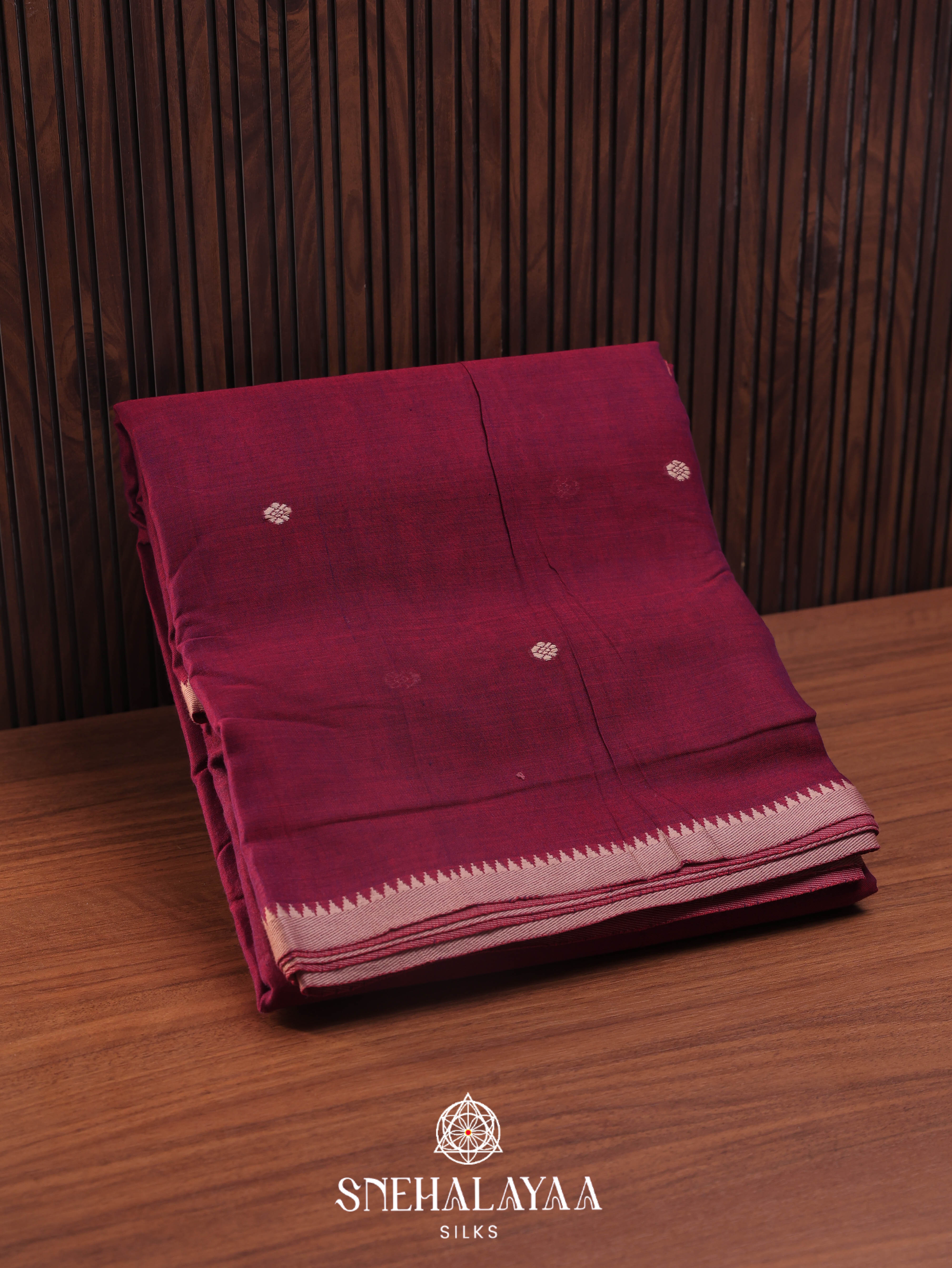 Maroon Narayanpet Cotton Saree