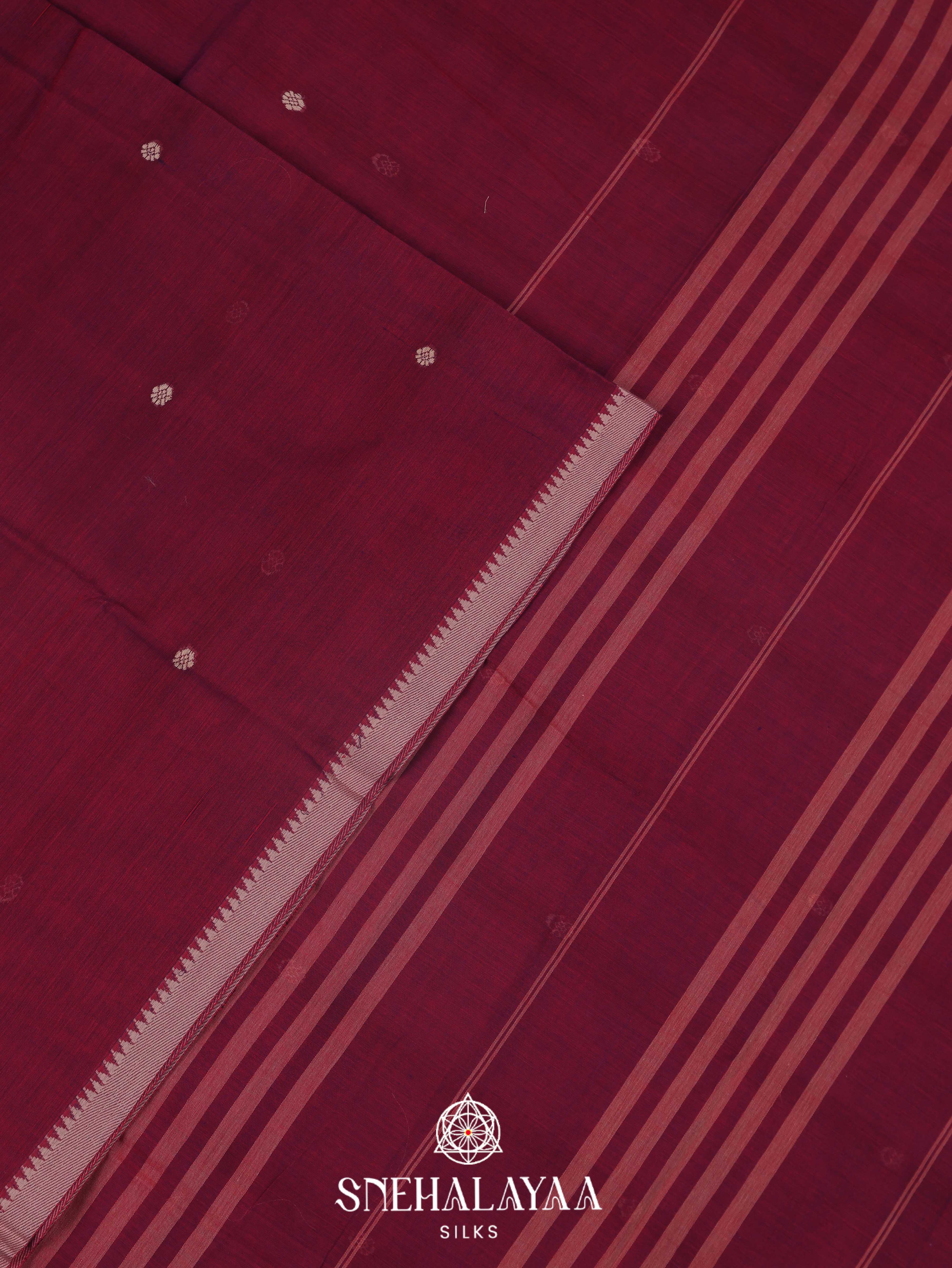 Maroon Narayanpet Cotton Saree