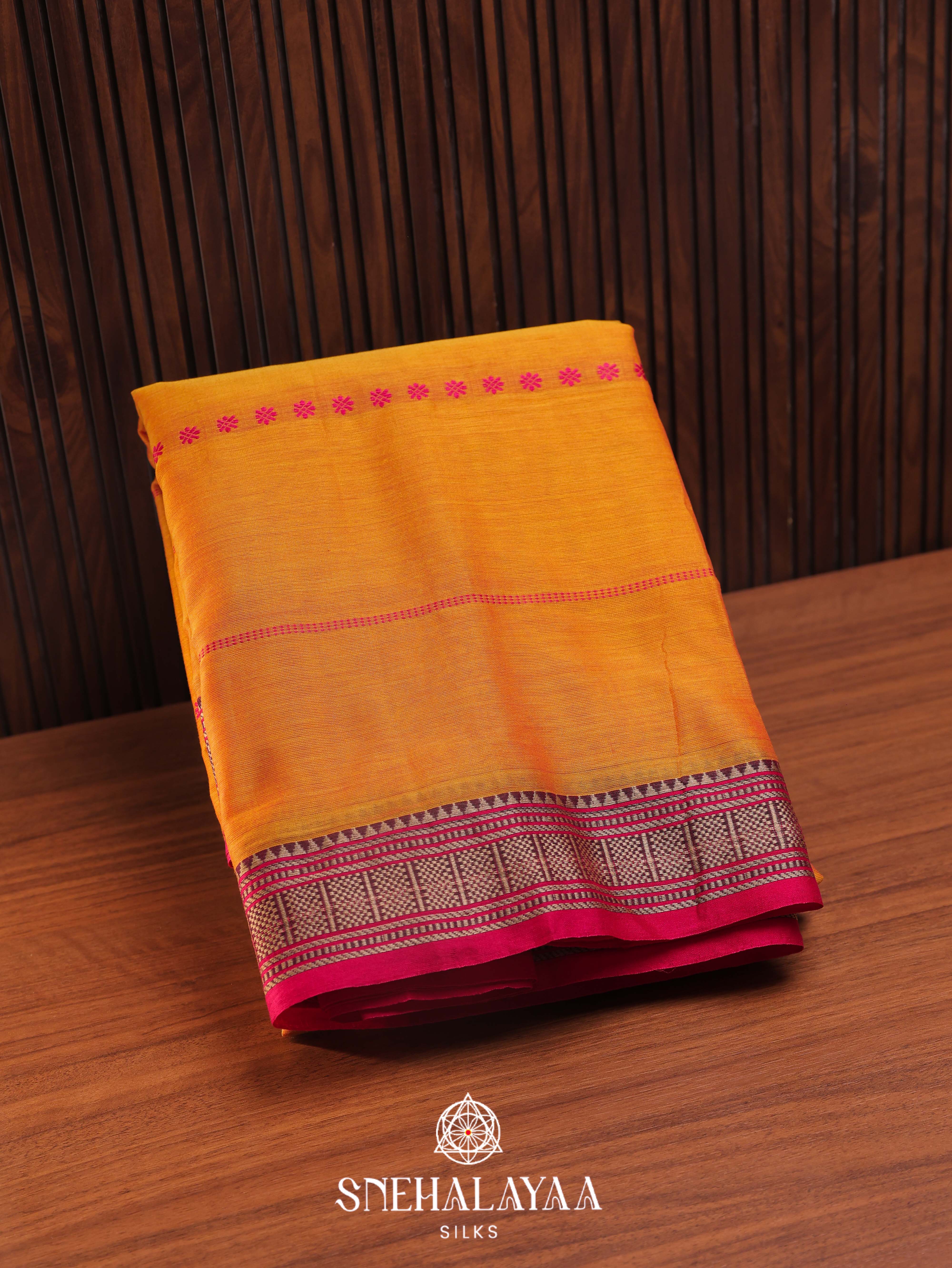 Mango Yellow Narayanpet Cotton Saree