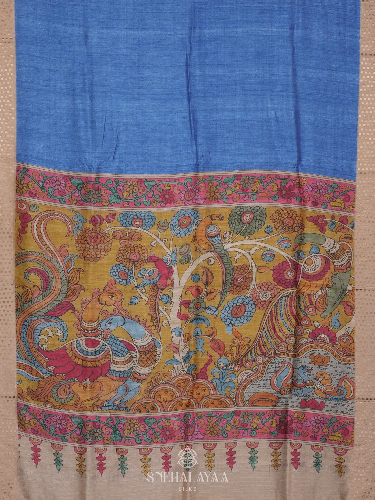 Blue Tussar Saree