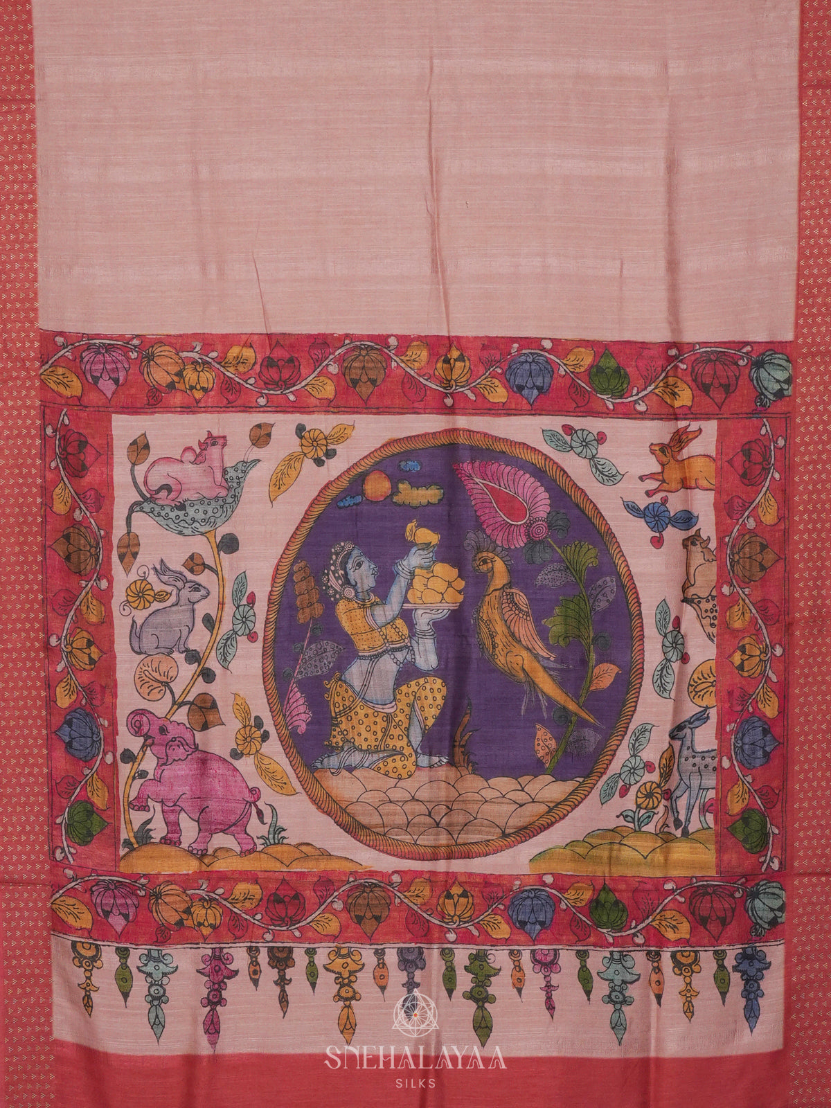 Baby Pink Tussar Saree