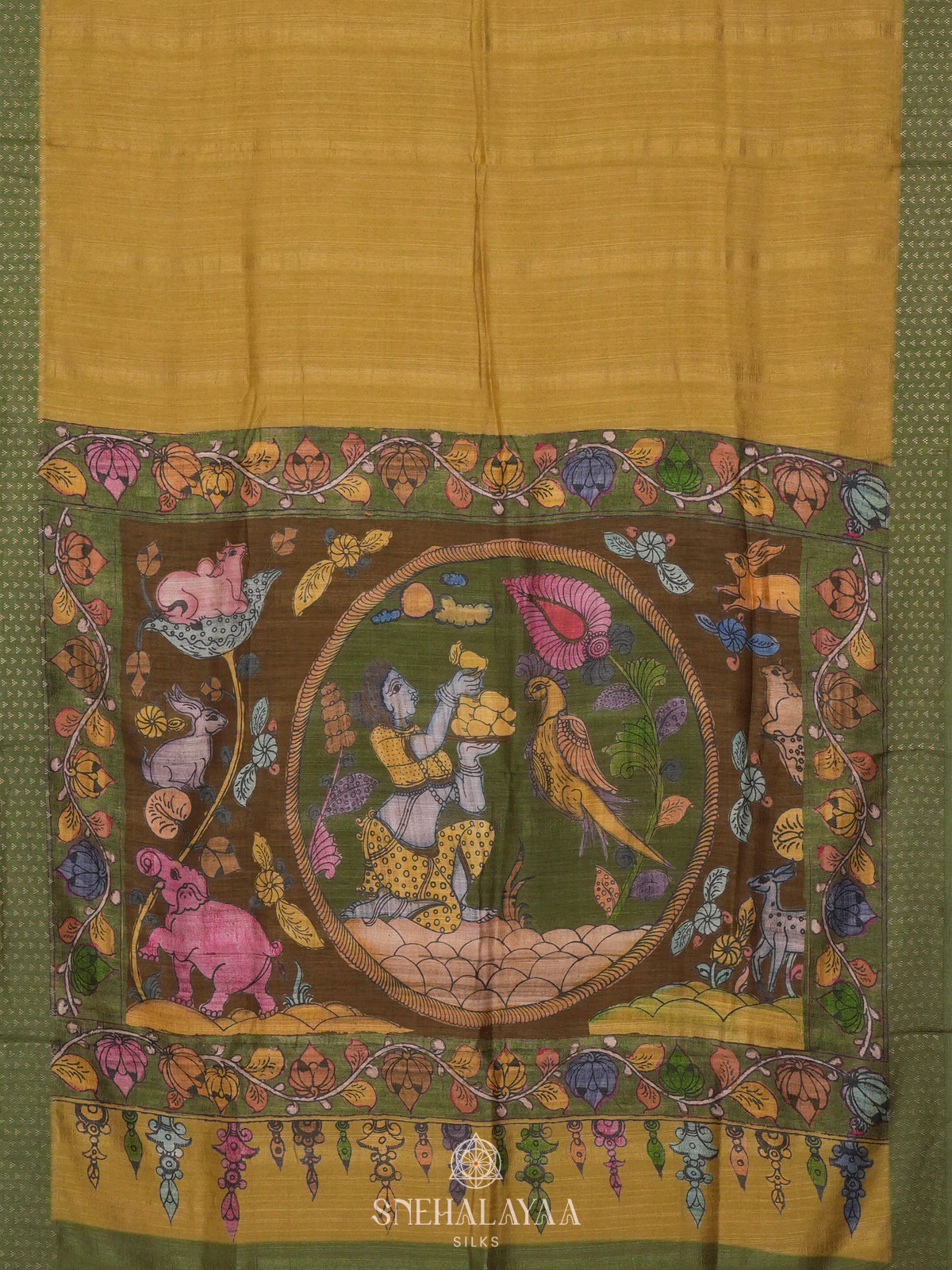 Yellow Tussar Saree