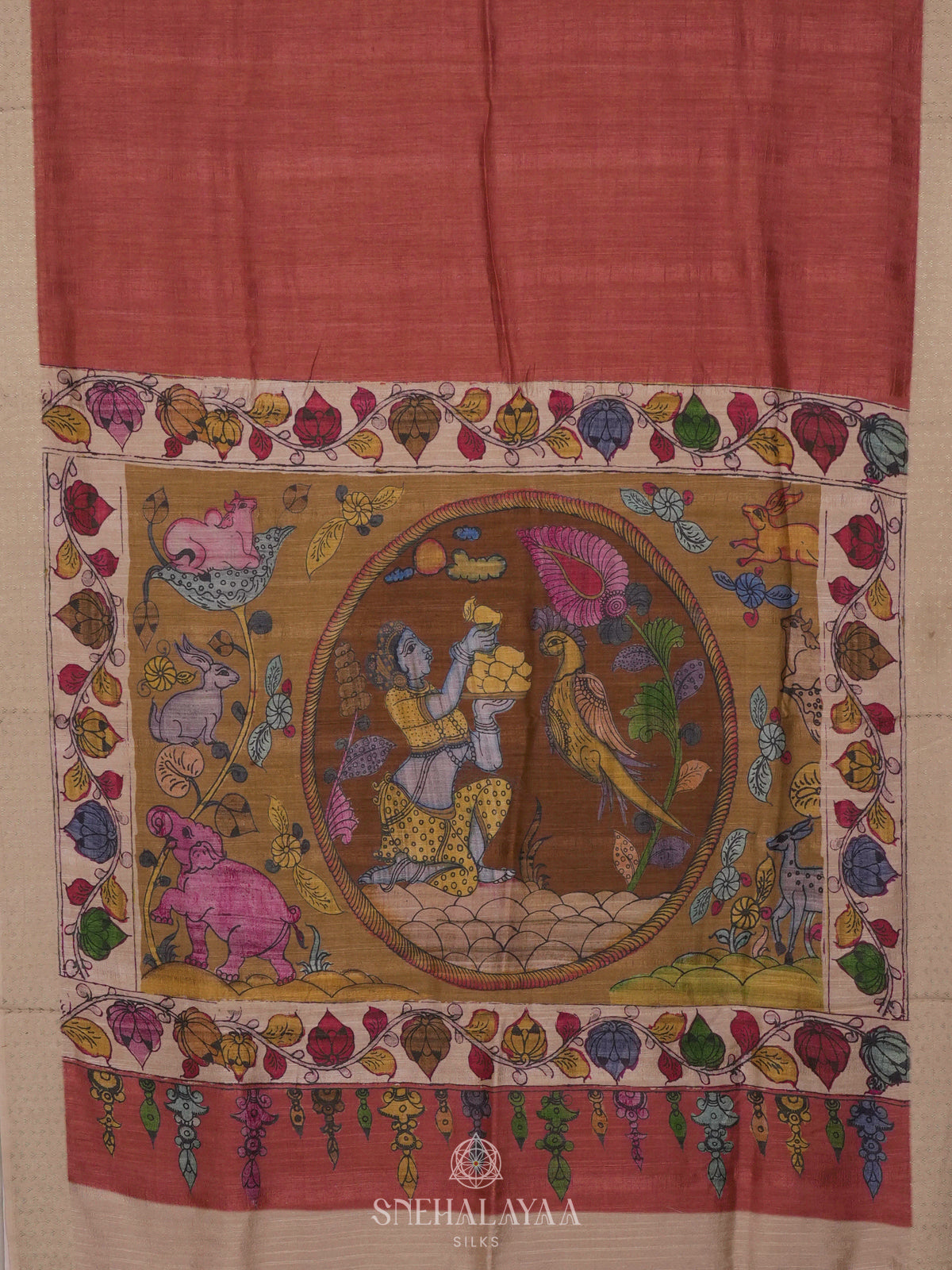 Maroon Tussar Saree