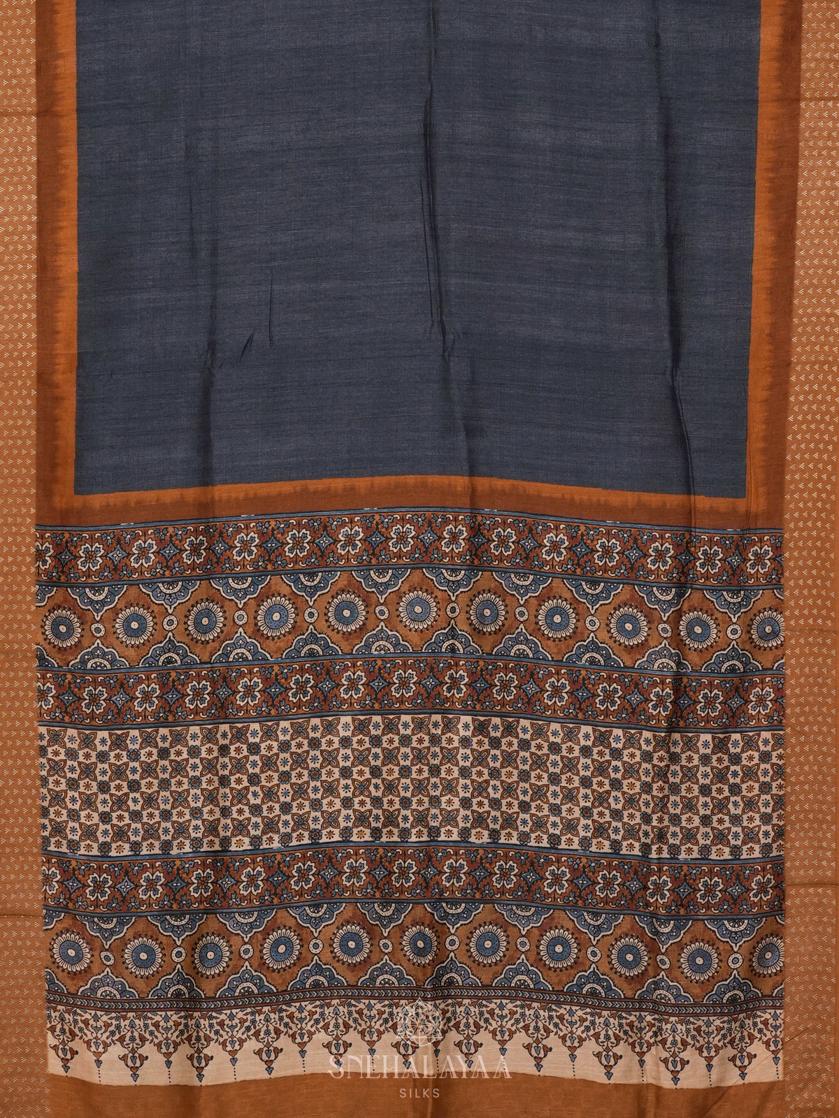 Navy Blue Tussar Saree