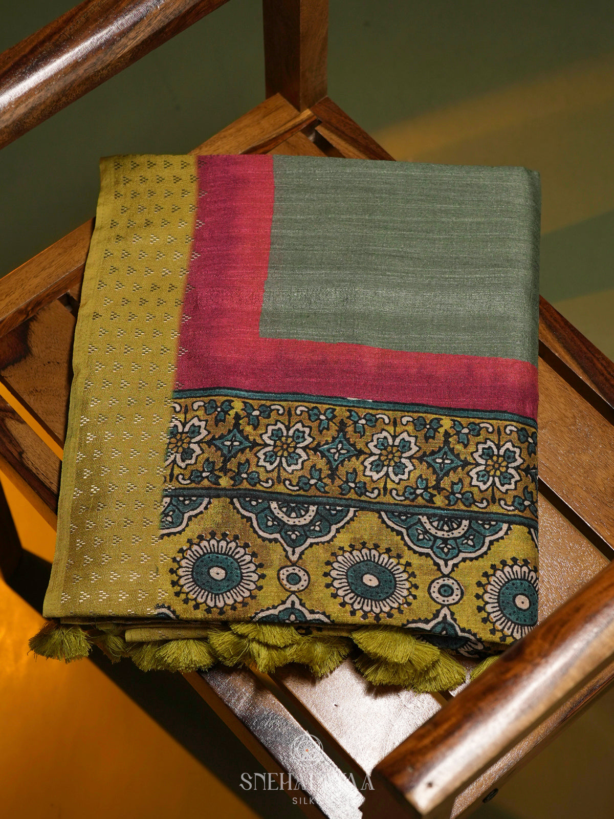 Green Tussar Saree
