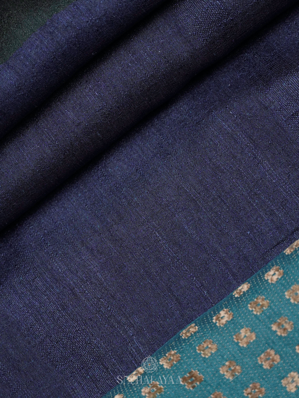 Navy Blue Tussar Saree