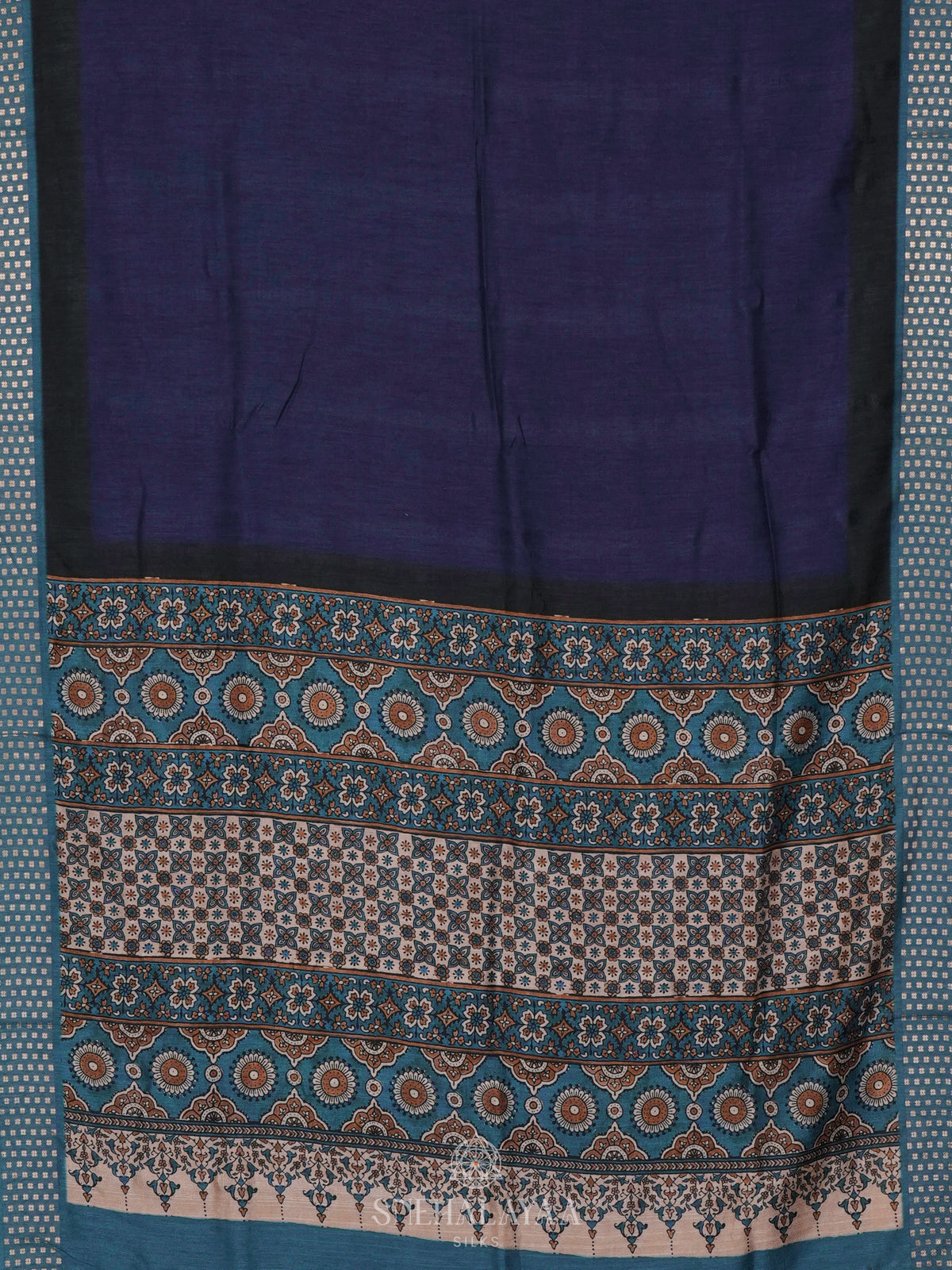Navy Blue Tussar Saree