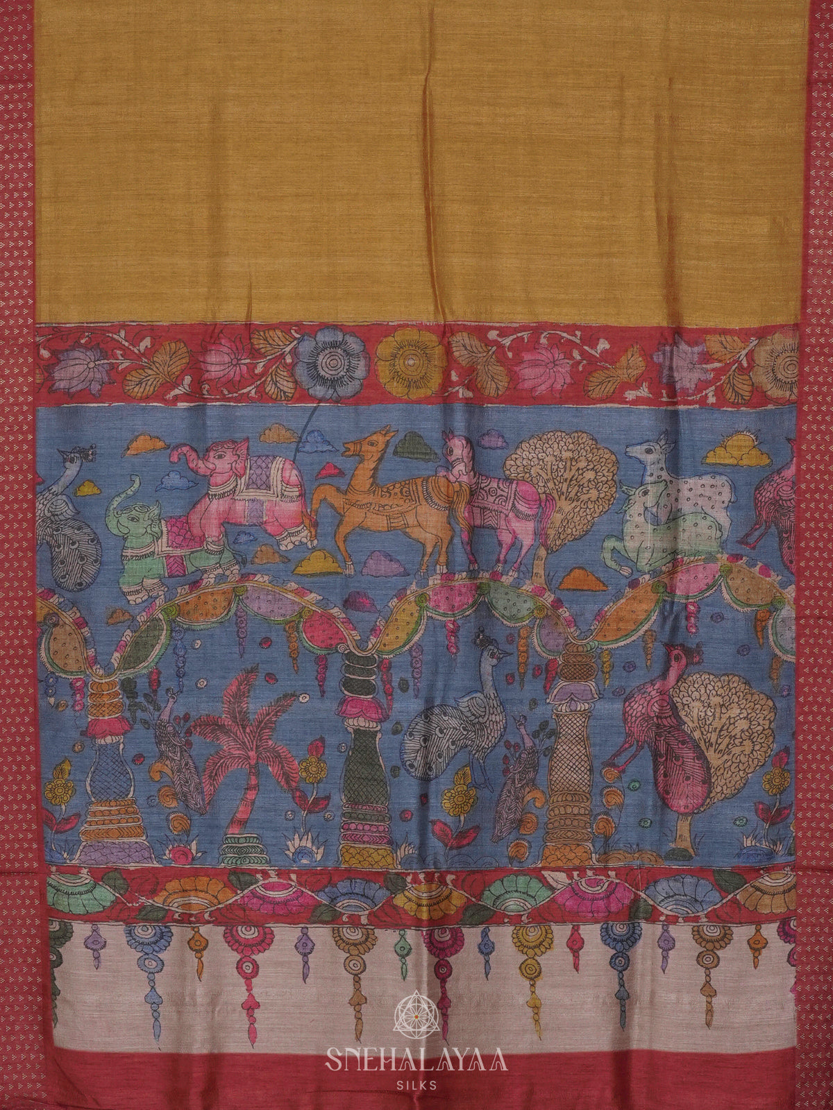 Mustard Tussar Saree