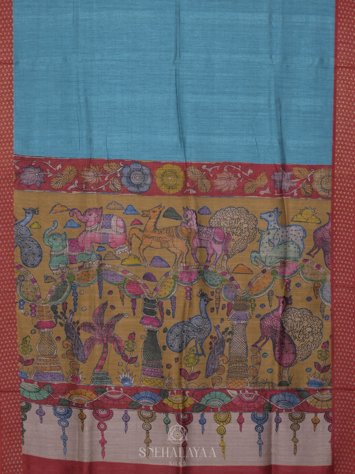 Blue Tussar Saree