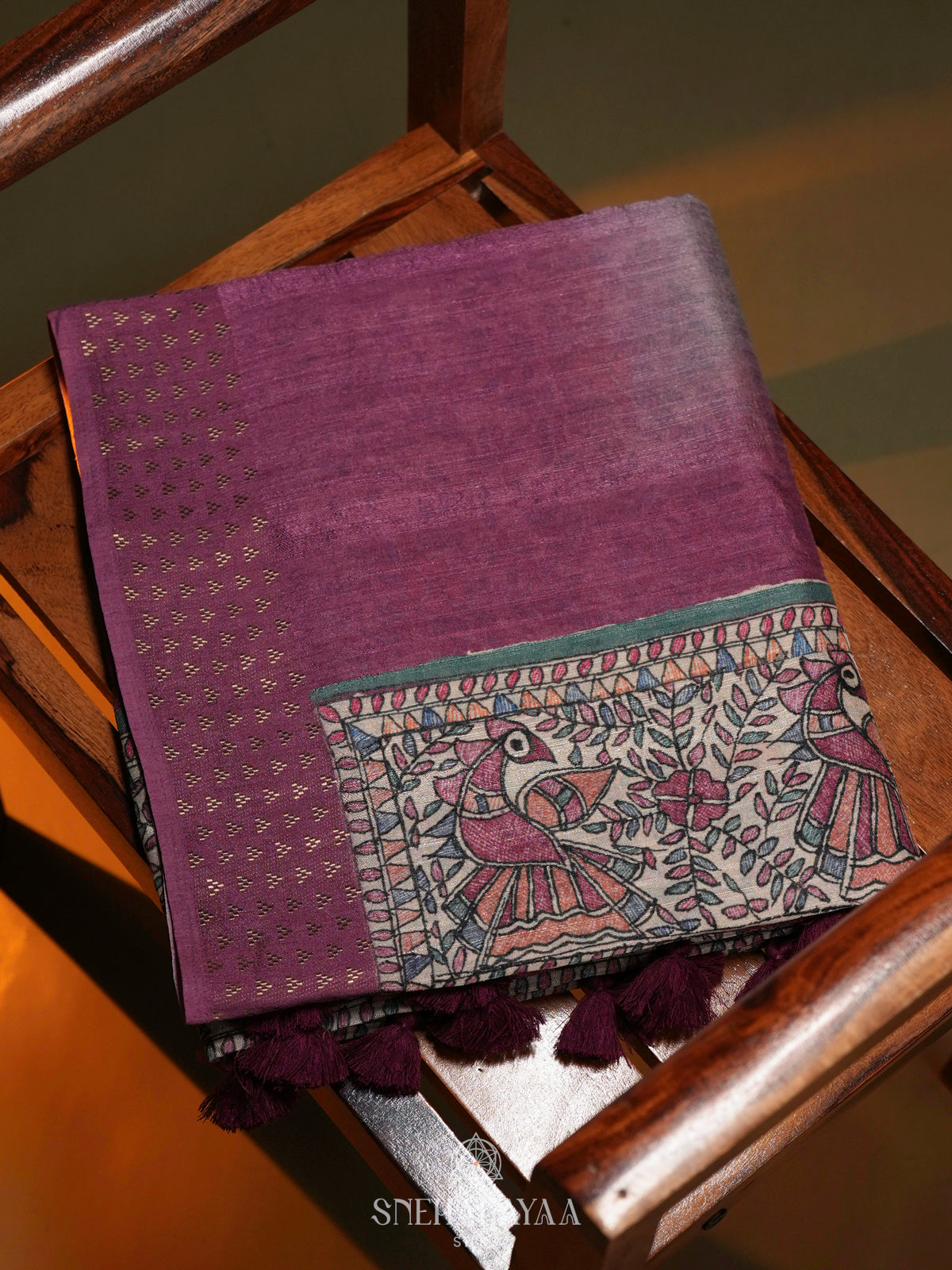 Magenta with Teal Green Tussar Saree