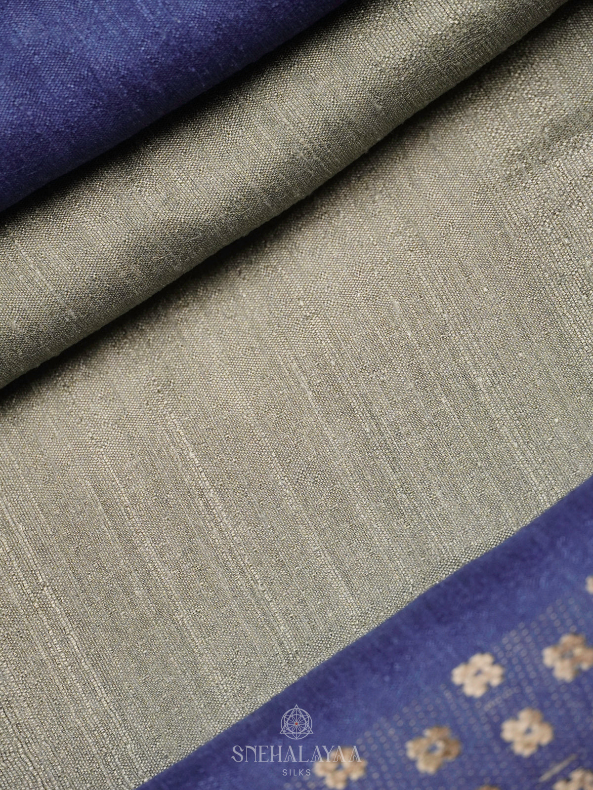 Blue with Beige Tussar Saree