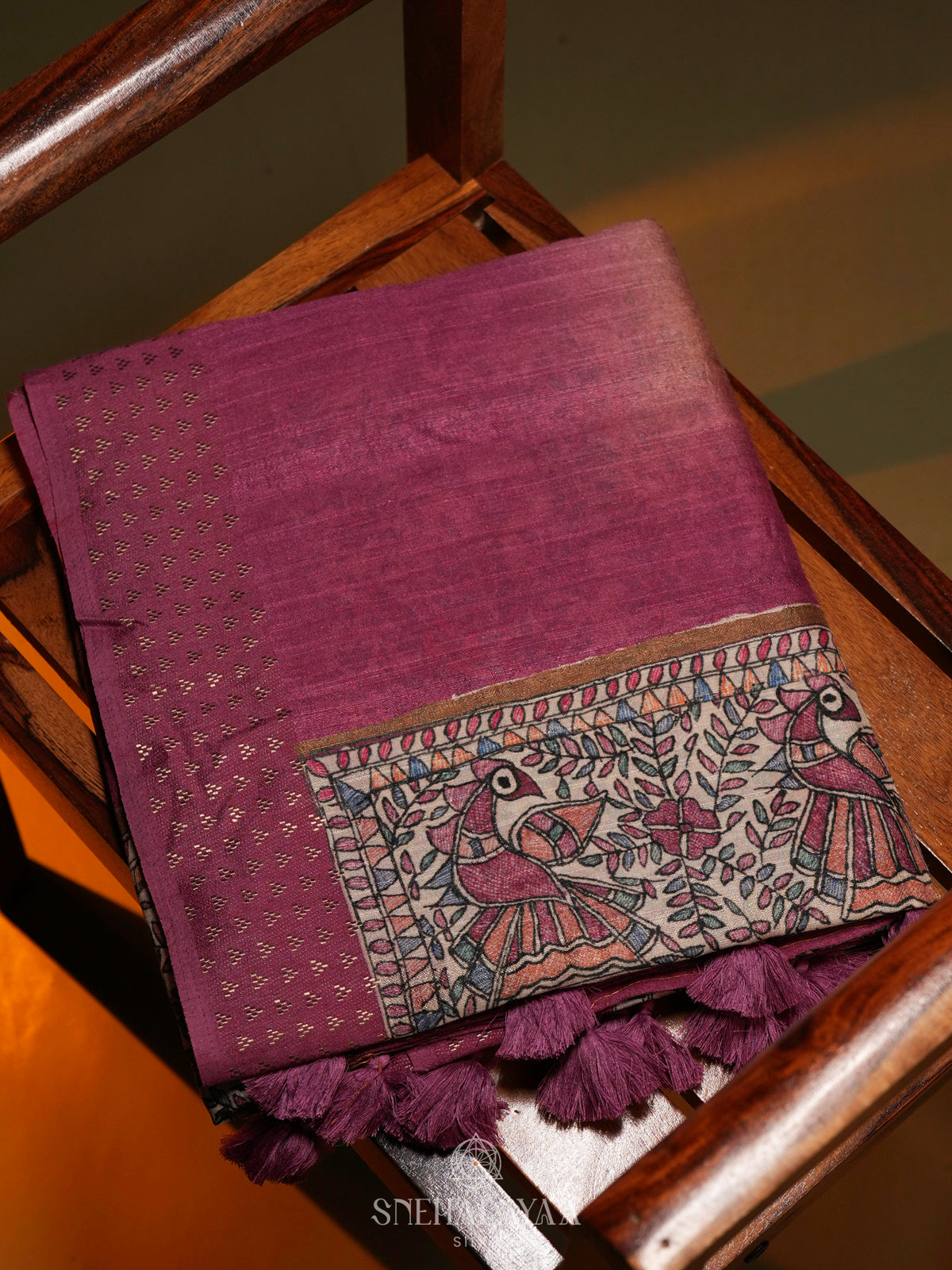 Magenta with Mustard Tussar Saree