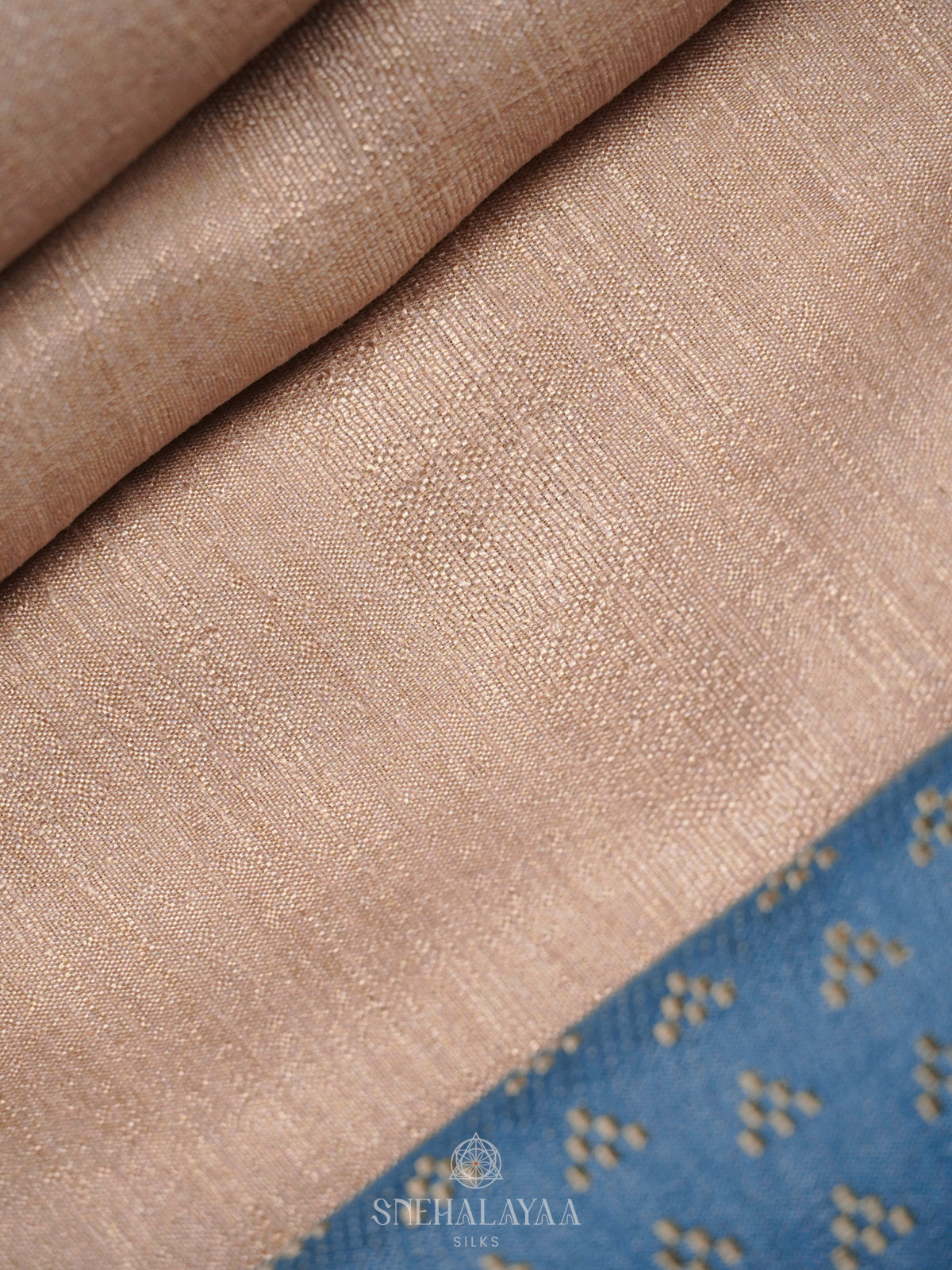 Beige with Blue Tussar Saree