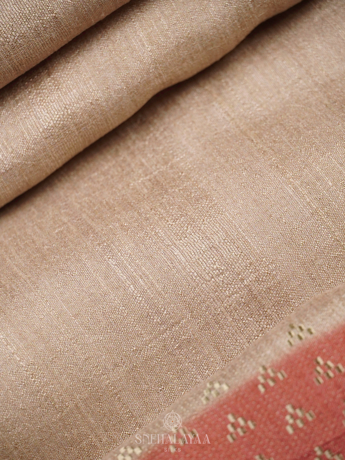 Beige with Marron Tussar Saree