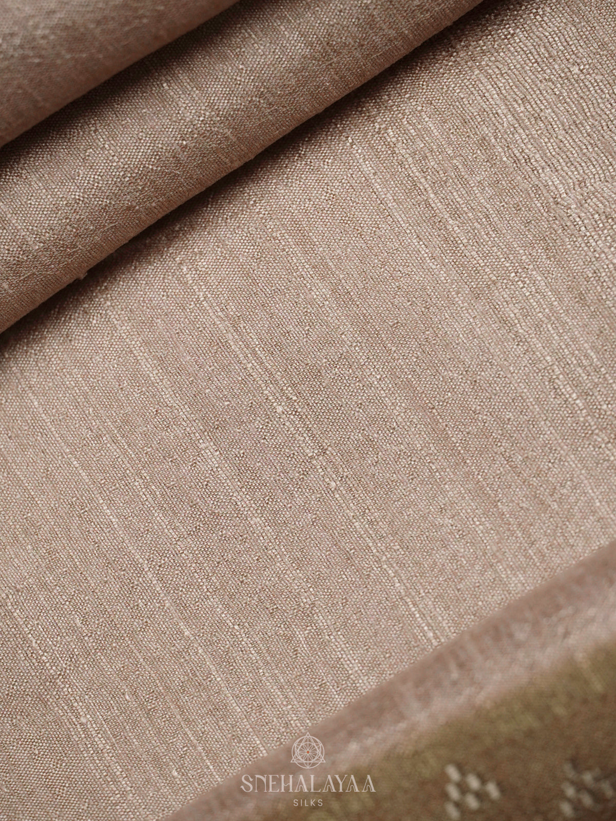 Beige with Olive Green Tussar Saree
