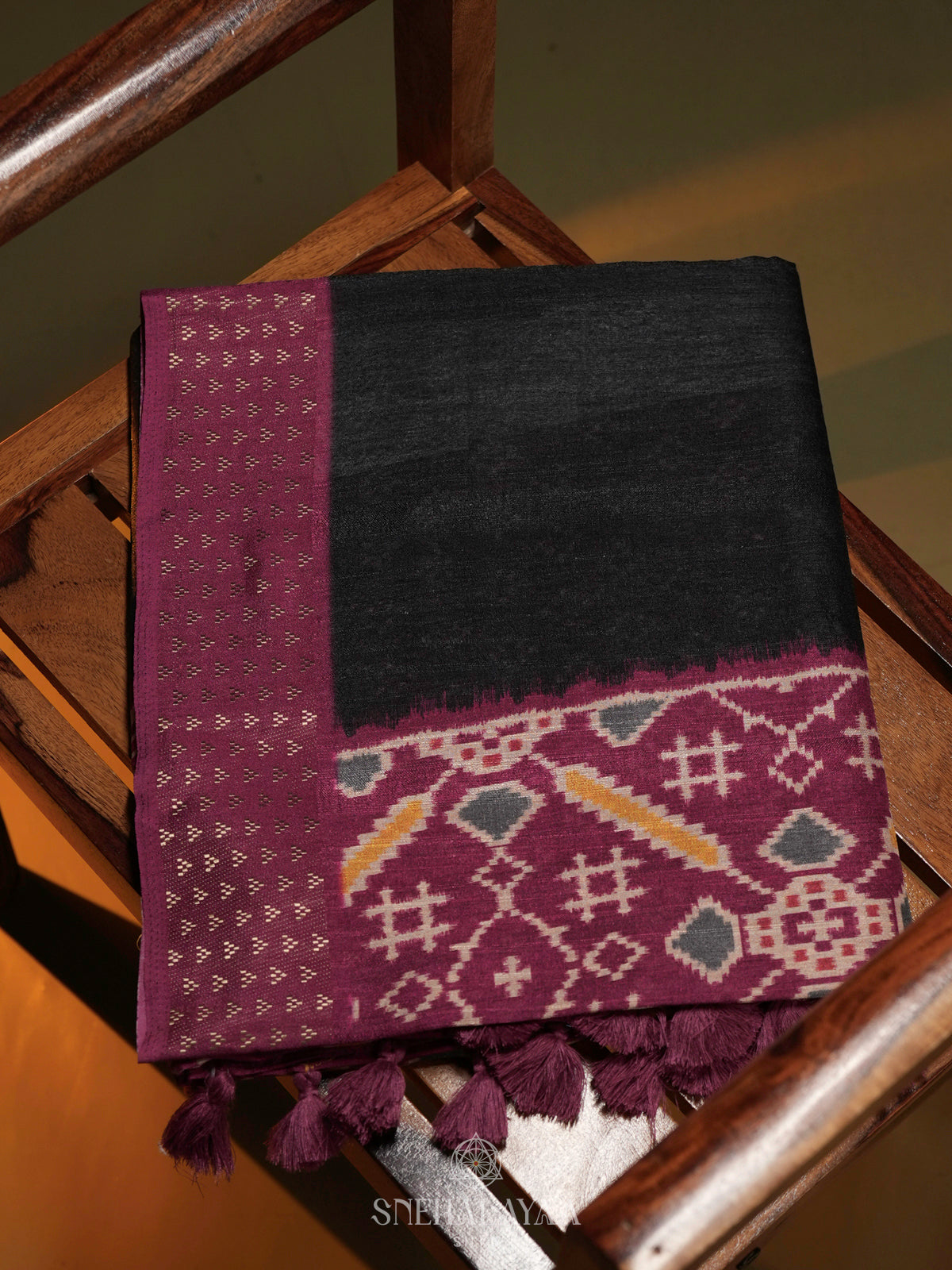 Black Tussar Saree