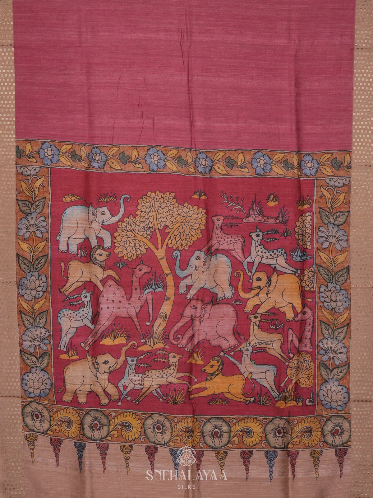 Pink Tussar Saree
