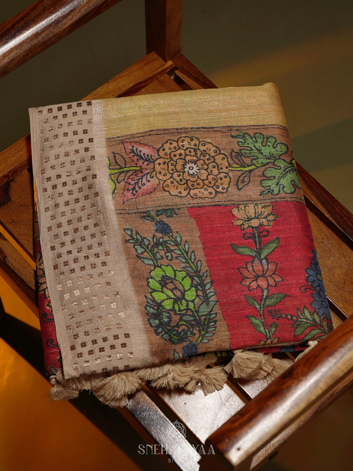 Yellow Tussar Saree