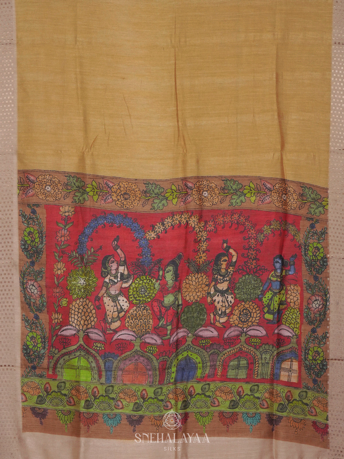 Yellow Tussar Saree