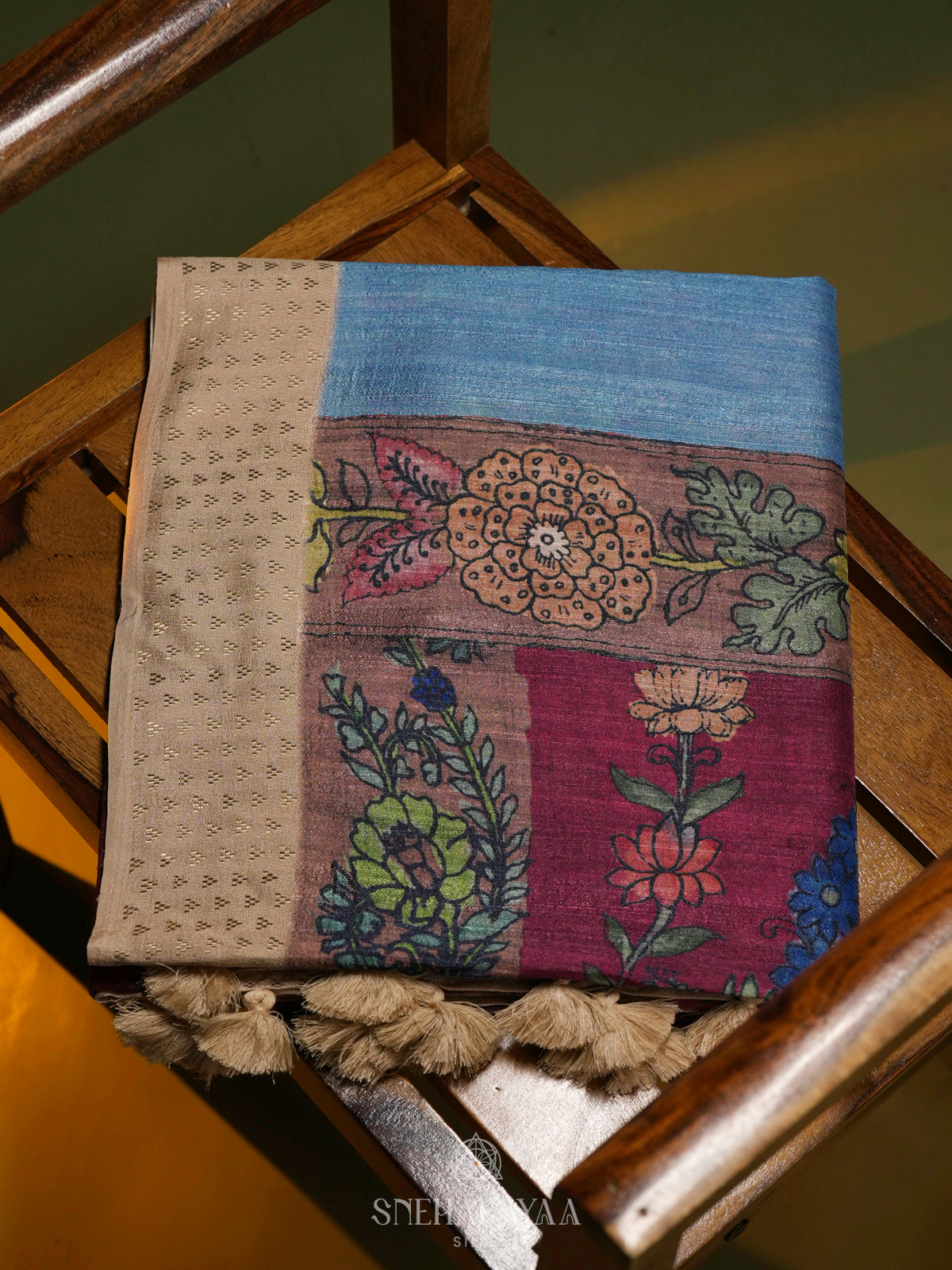 Blue Tussar Saree