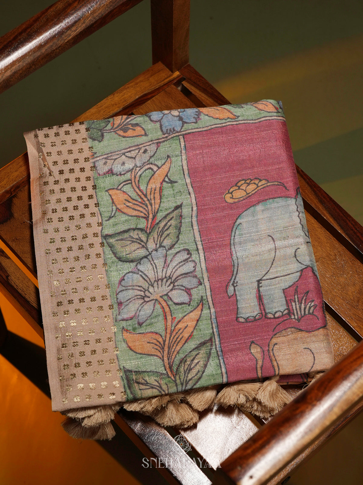 Pink Tussar Saree