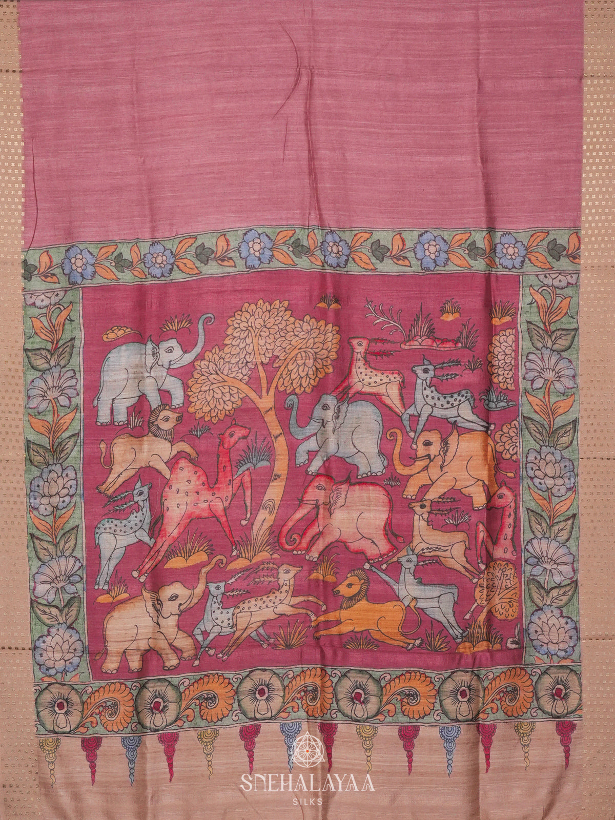 Pink Tussar Saree