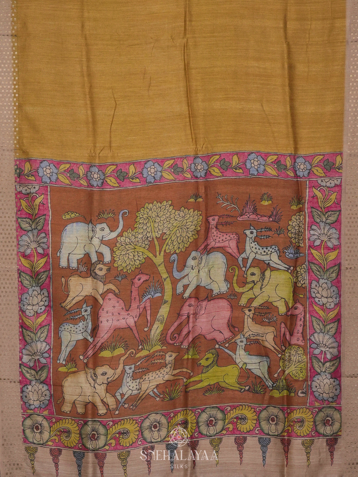 Yellow Tussar Saree