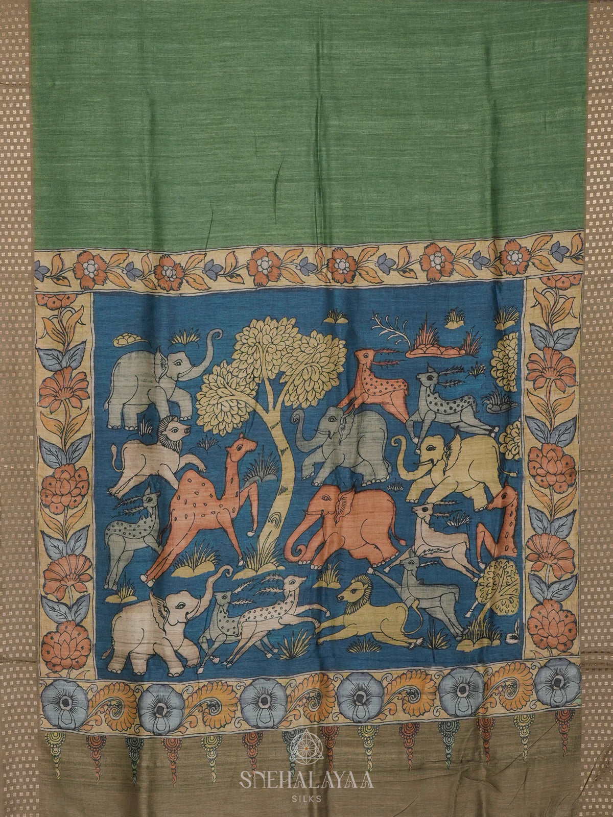 Green Tussar Saree