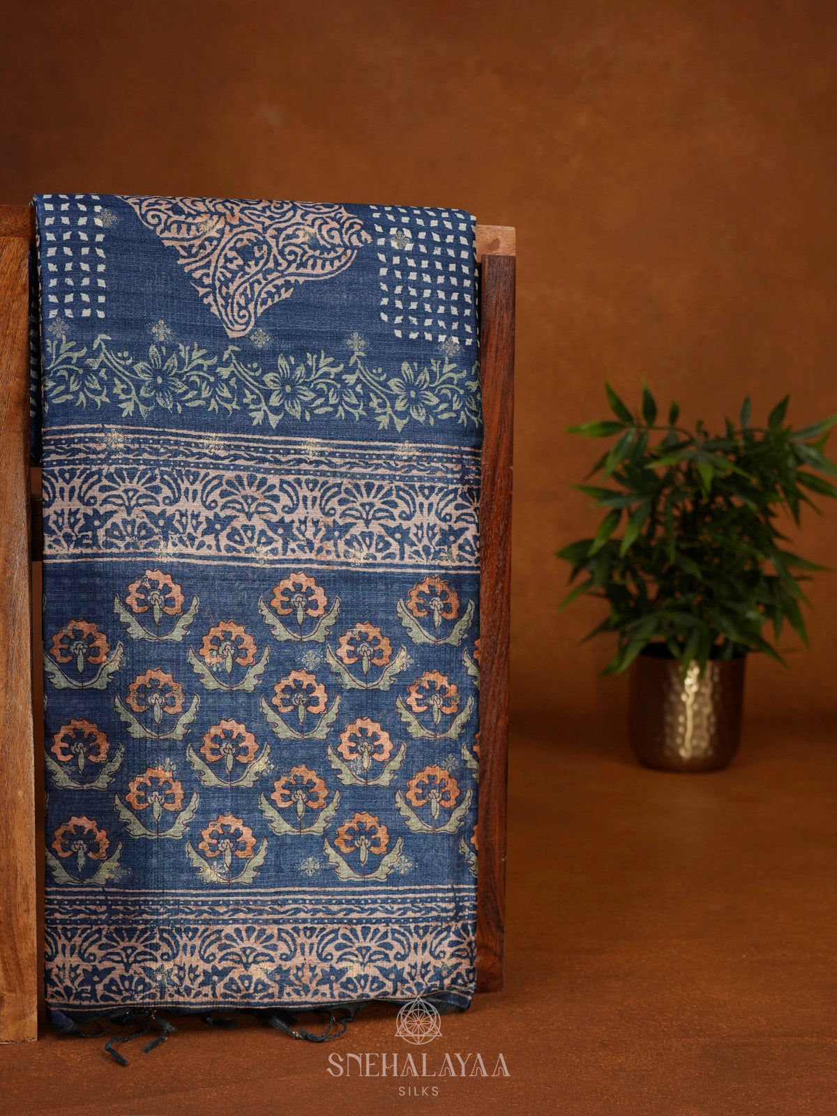 Blue Tussar Saree