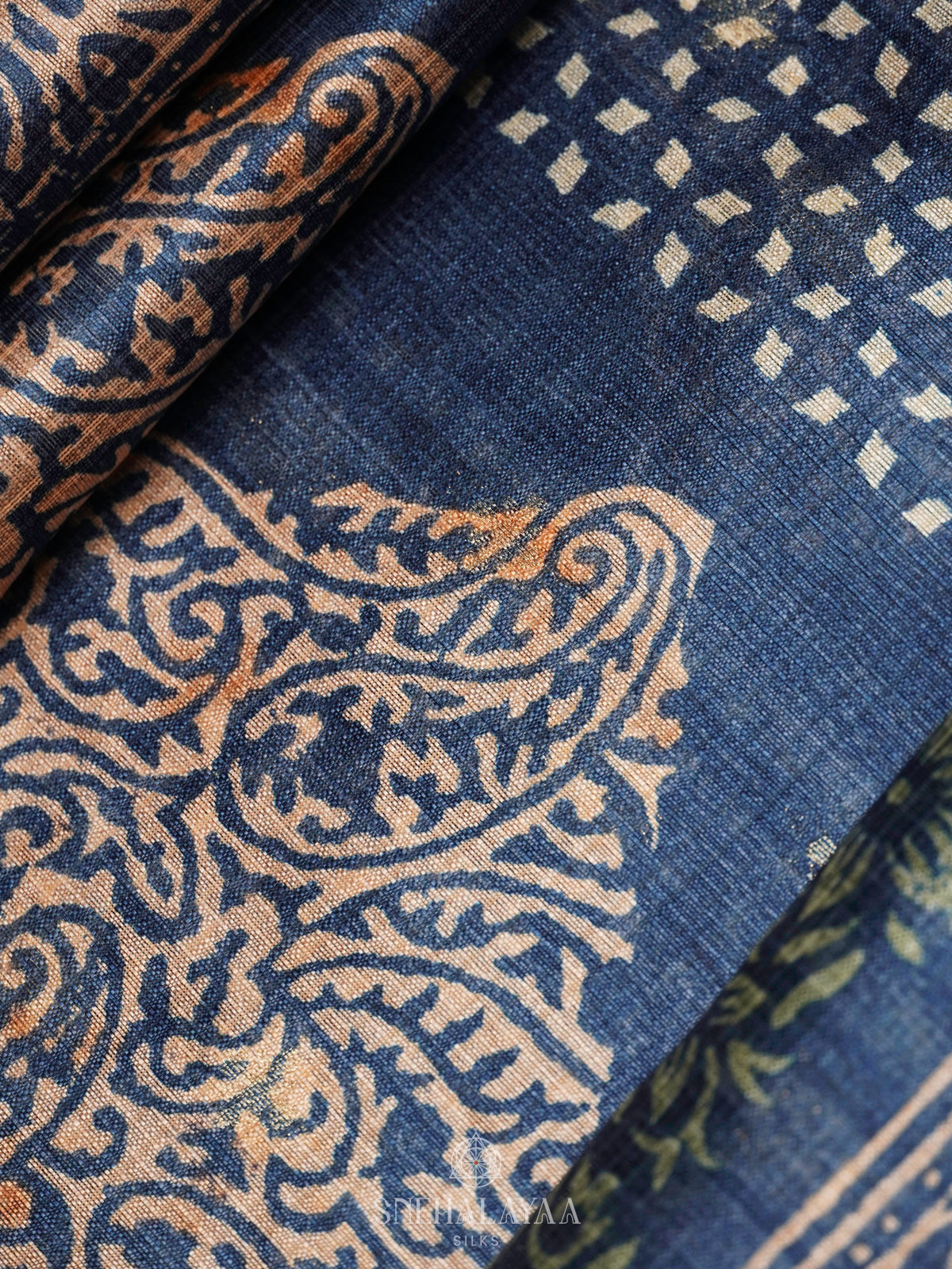 Blue Tussar Saree