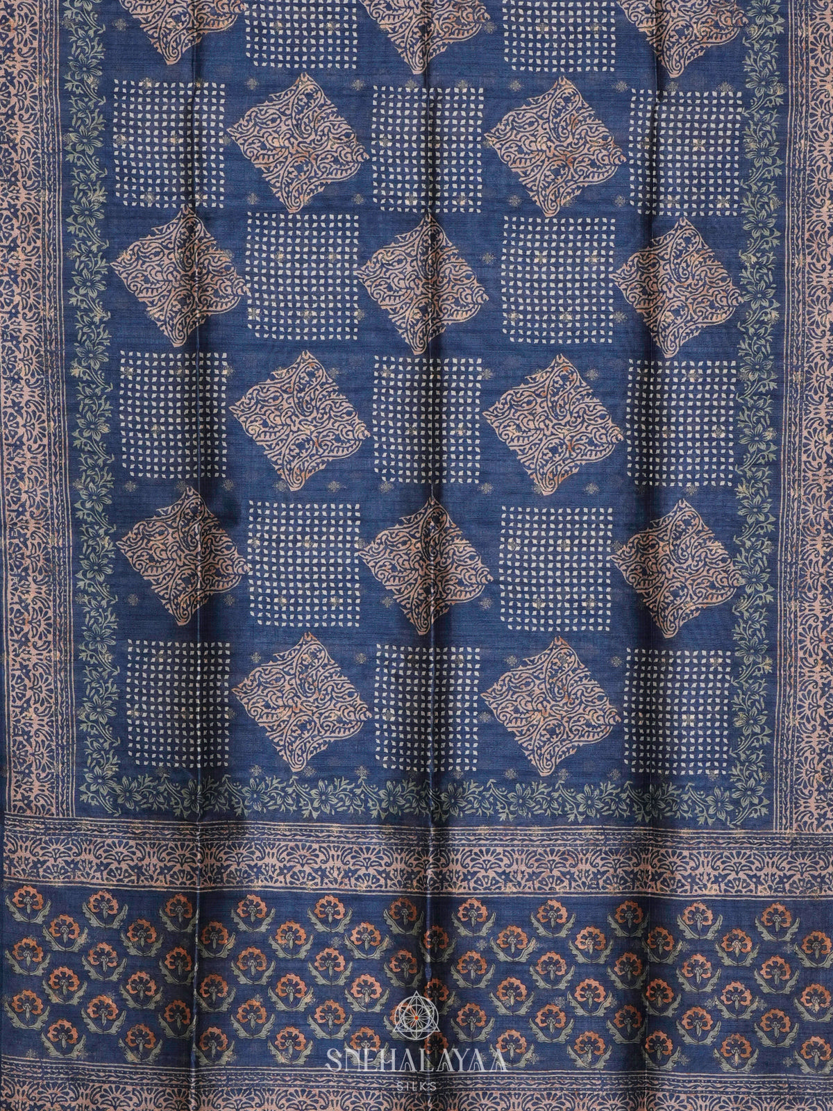 Blue Tussar Saree