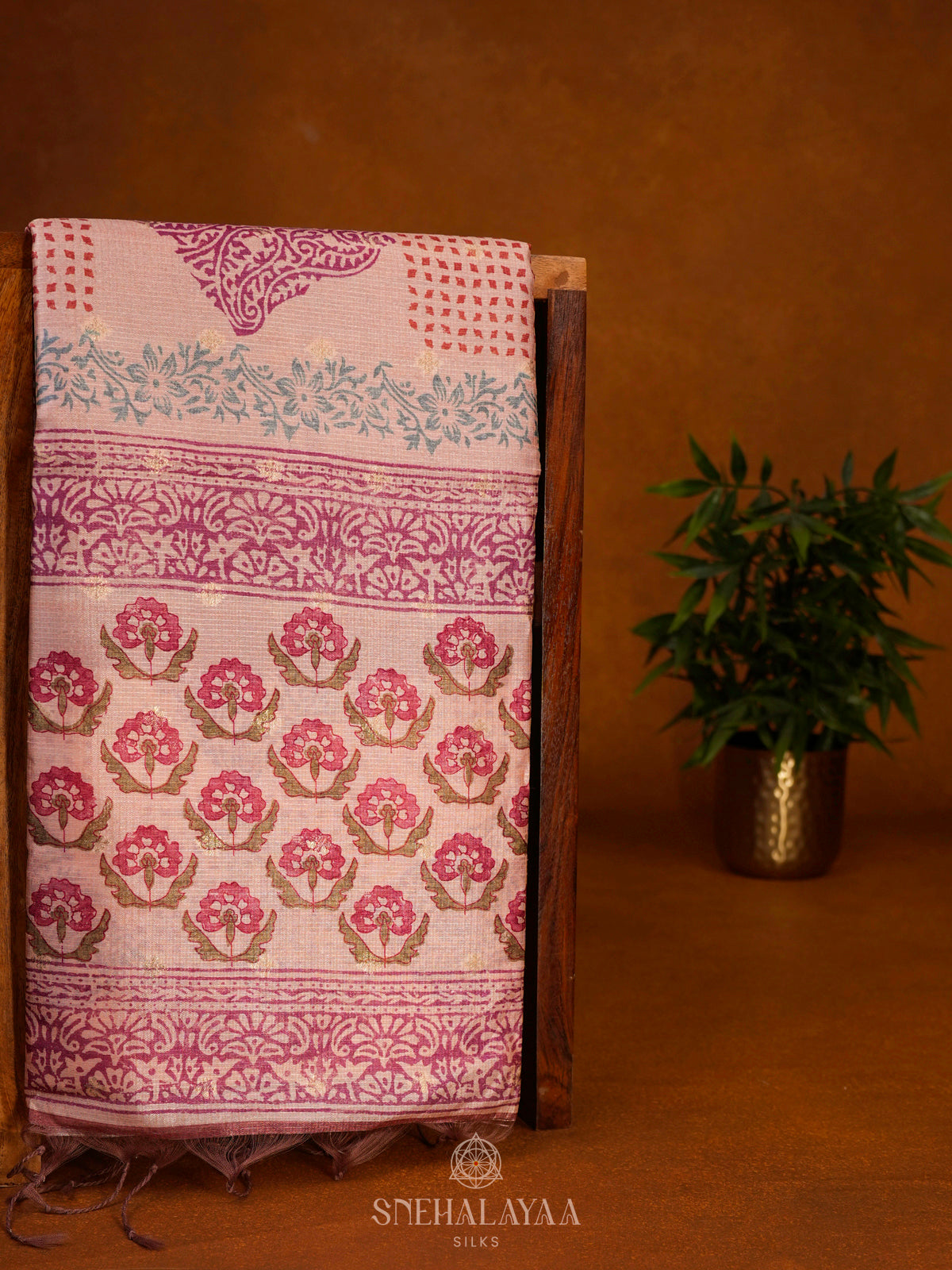Pink Tussar Saree